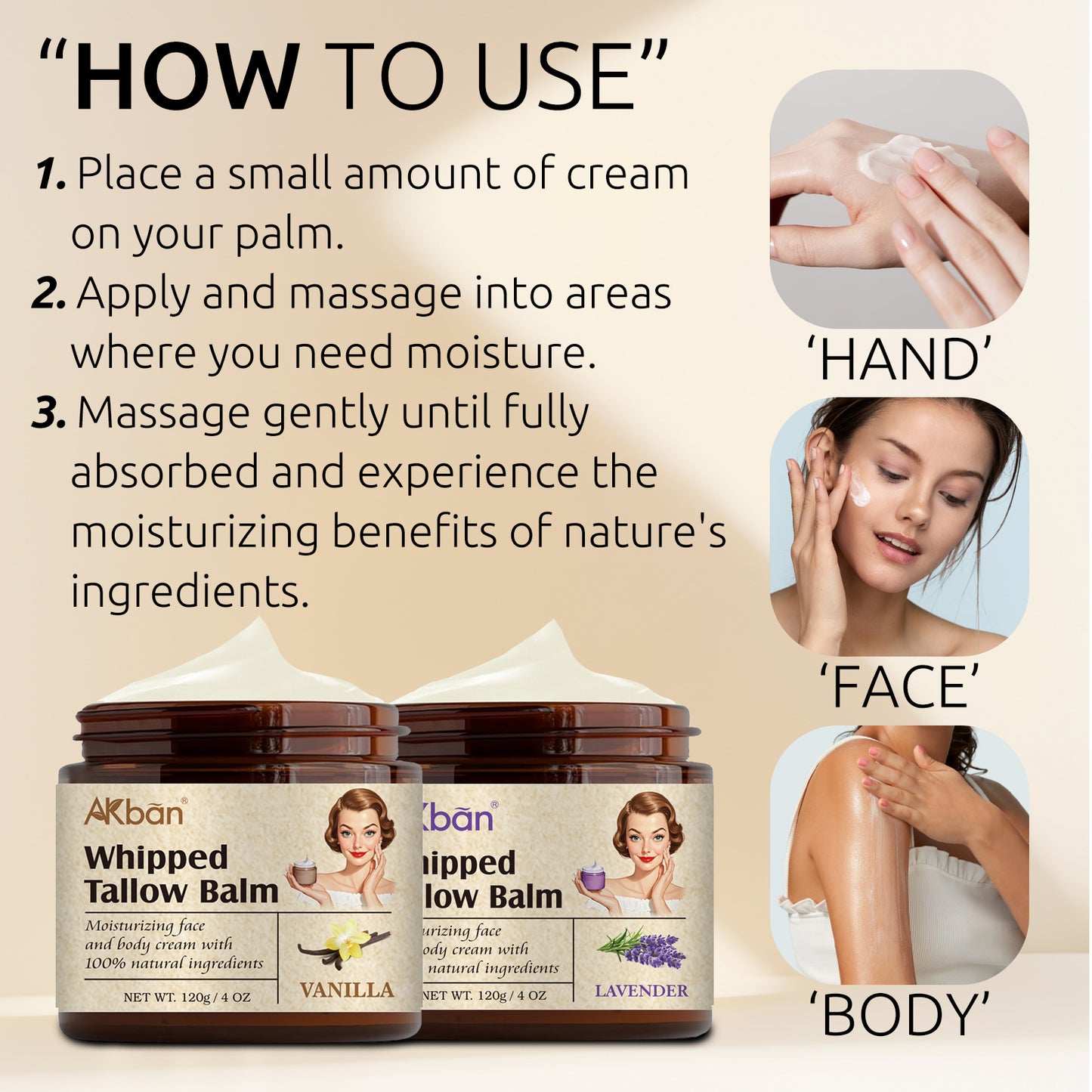 Hand Mixed Beef Fat Cream - Gentle And Moisturizing, Rich In Organic Lavender Essential Oil And Olive Oil