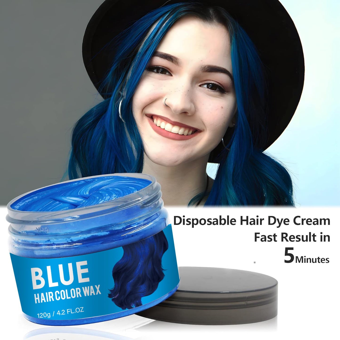 120g Temporary Blue Hair Color Wax – Creamy Styling Paste for Bold, Washable Looks