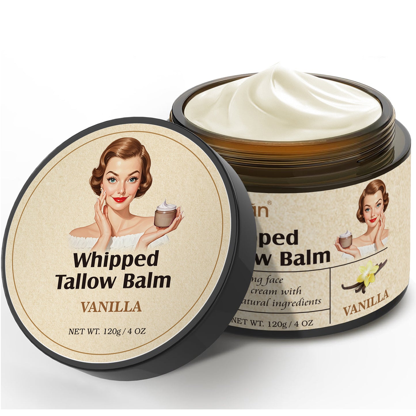 Hand Mixed Whipped Tallow Balm - Gentle And Moisturizing, Rich In Vanilla Essential Oil And Olive Oil