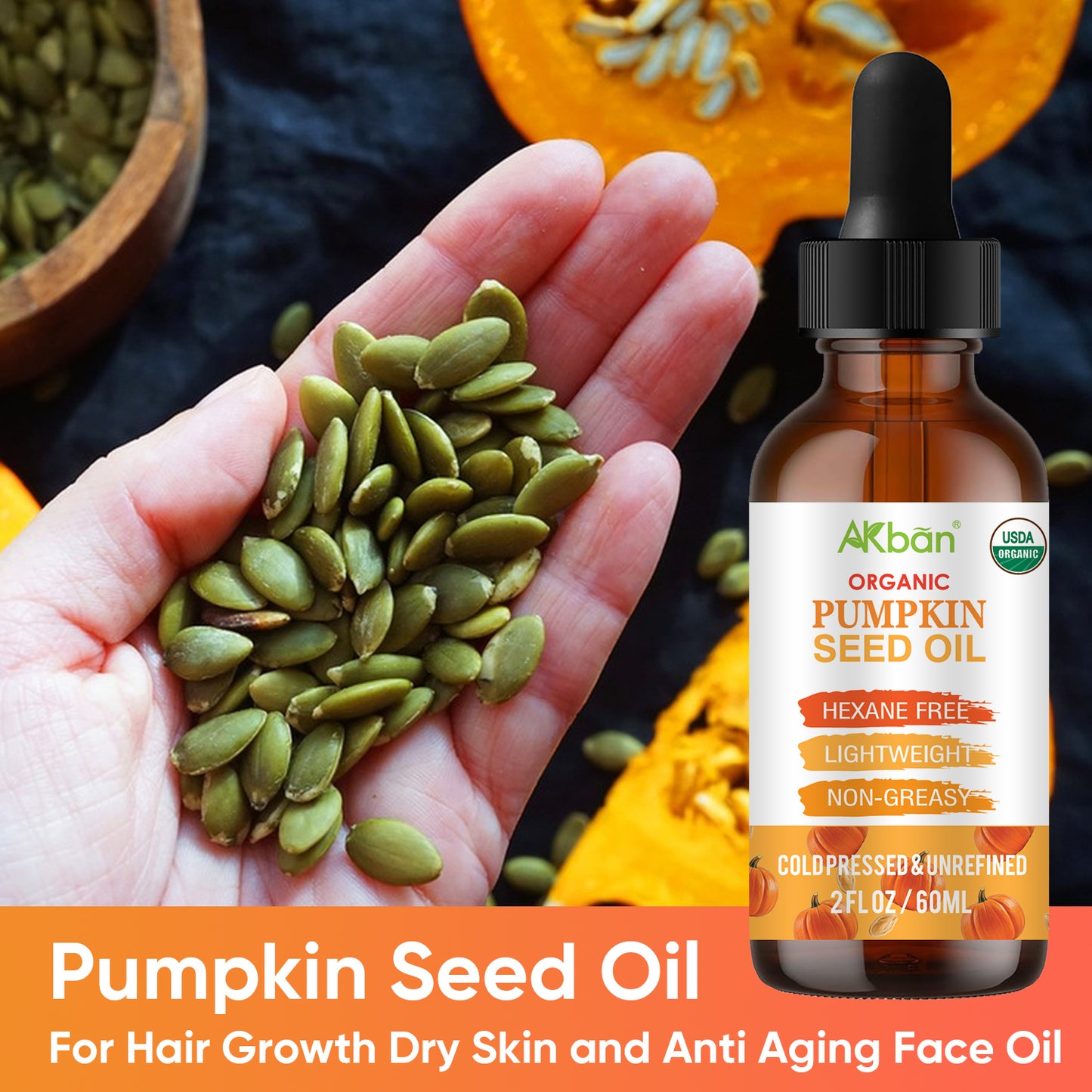 100% Pure & Natural Organic Pumpkin Seed Oil - 2 fl oz + 2 fl oz