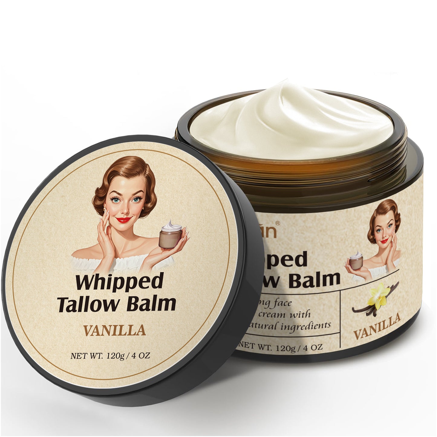 Hand Mixed Whipped Tallow Balm - Gentle And Moisturizing, Rich In Vanilla Essential Oil And Olive Oil