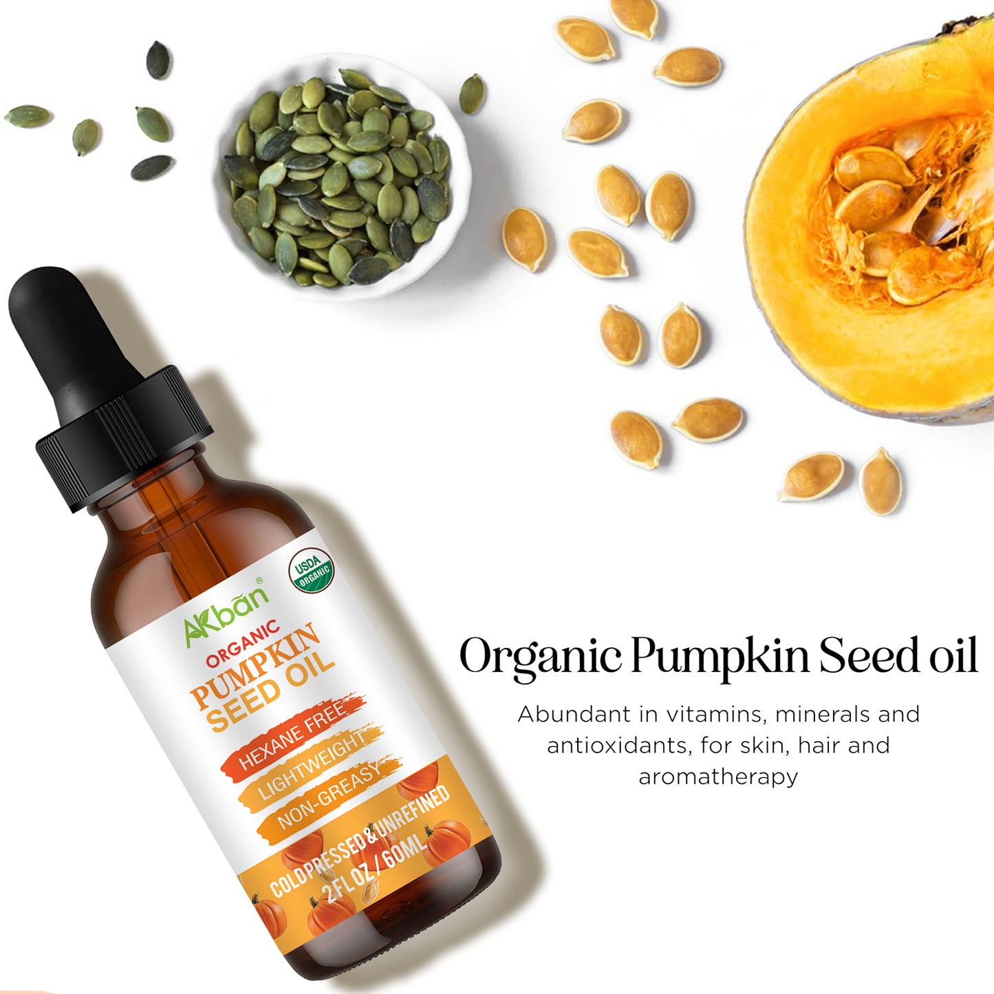 100% Pure & Natural Organic Pumpkin Seed Oil - 2 fl oz + 2 fl oz