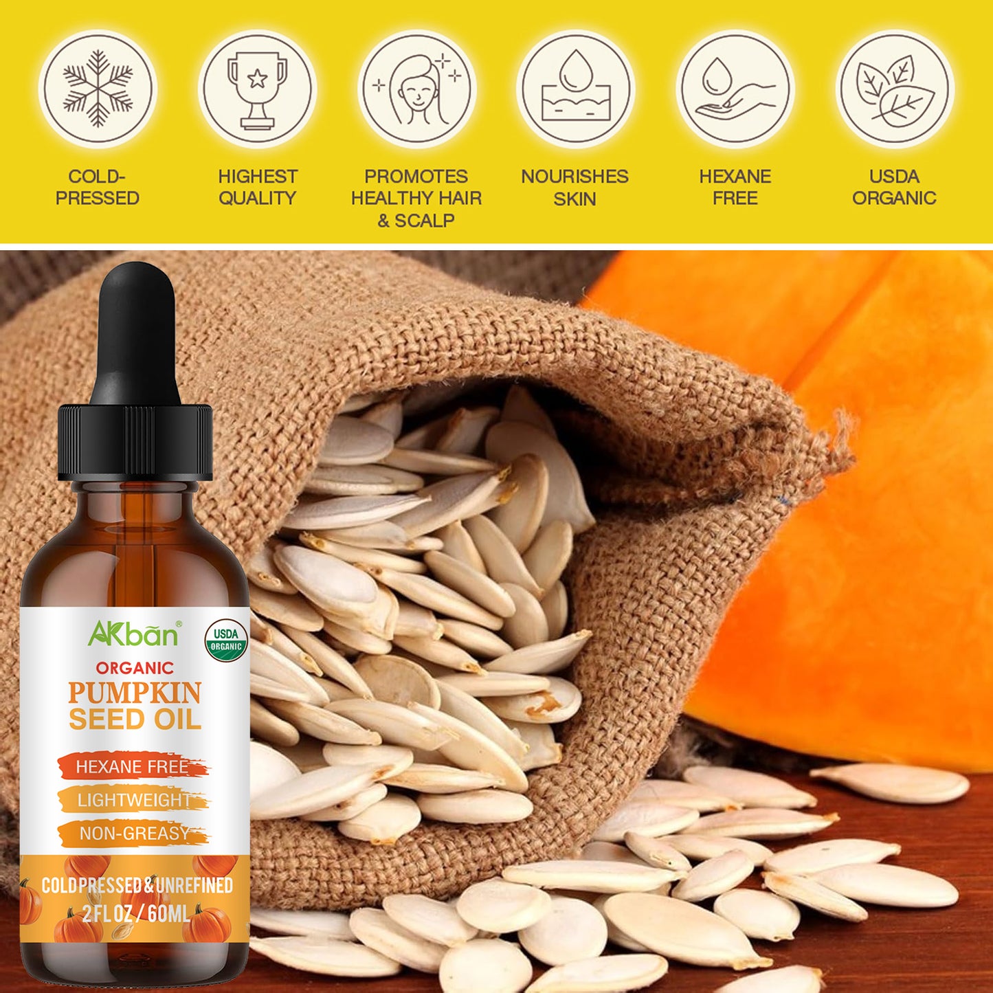 100% Pure & Natural Organic Pumpkin Seed Oil - 2 fl oz + 2 fl oz