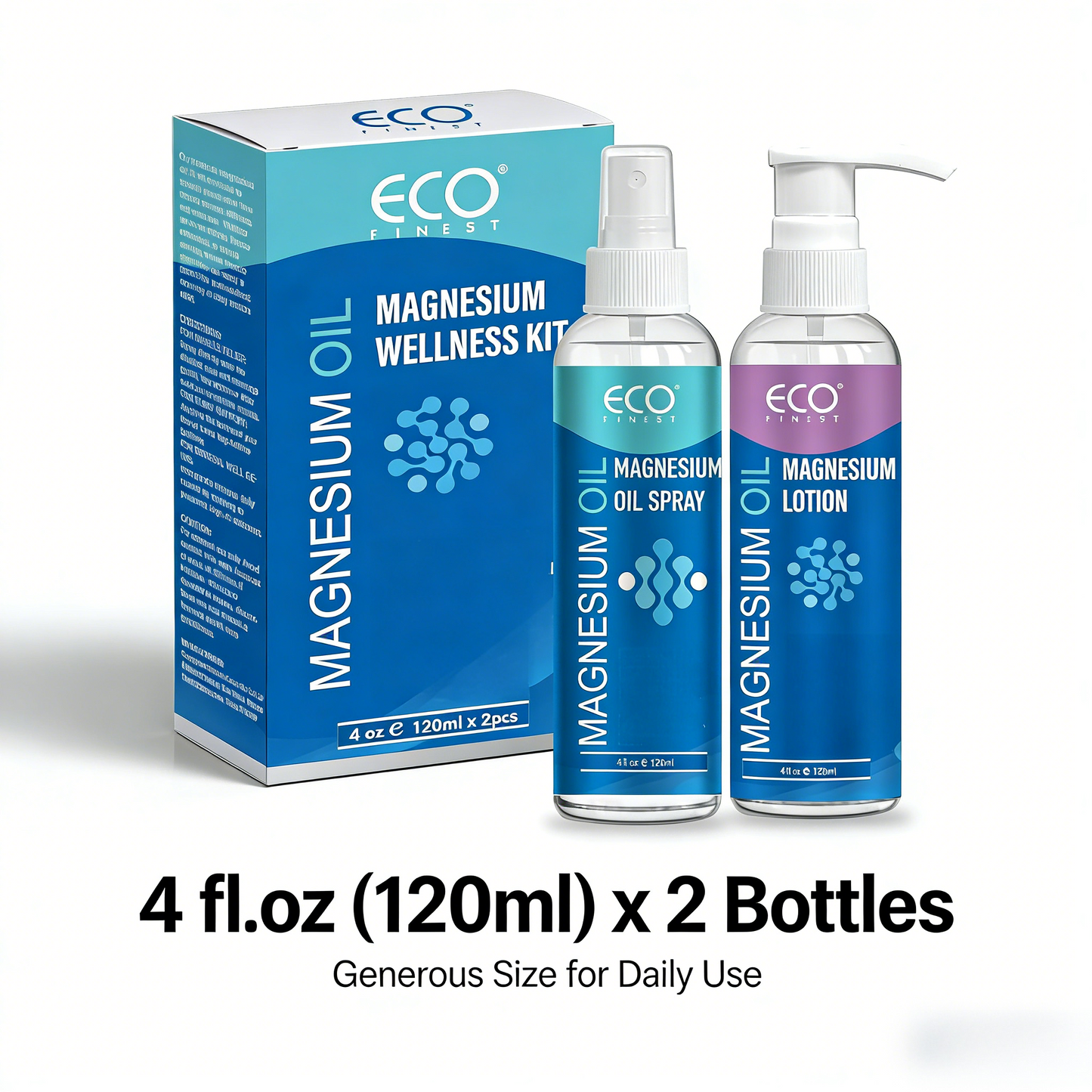 120ml x 2 Magnesium Oil Wellness Kit – Spray & Lotion Duo for Muscle Comfort and Daily Relaxation