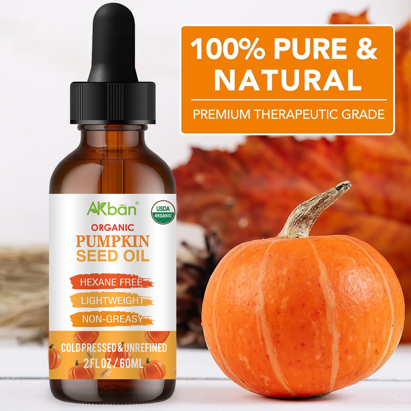 100% Pure & Natural Organic Pumpkin Seed Oil - 2 fl oz + 2 fl oz