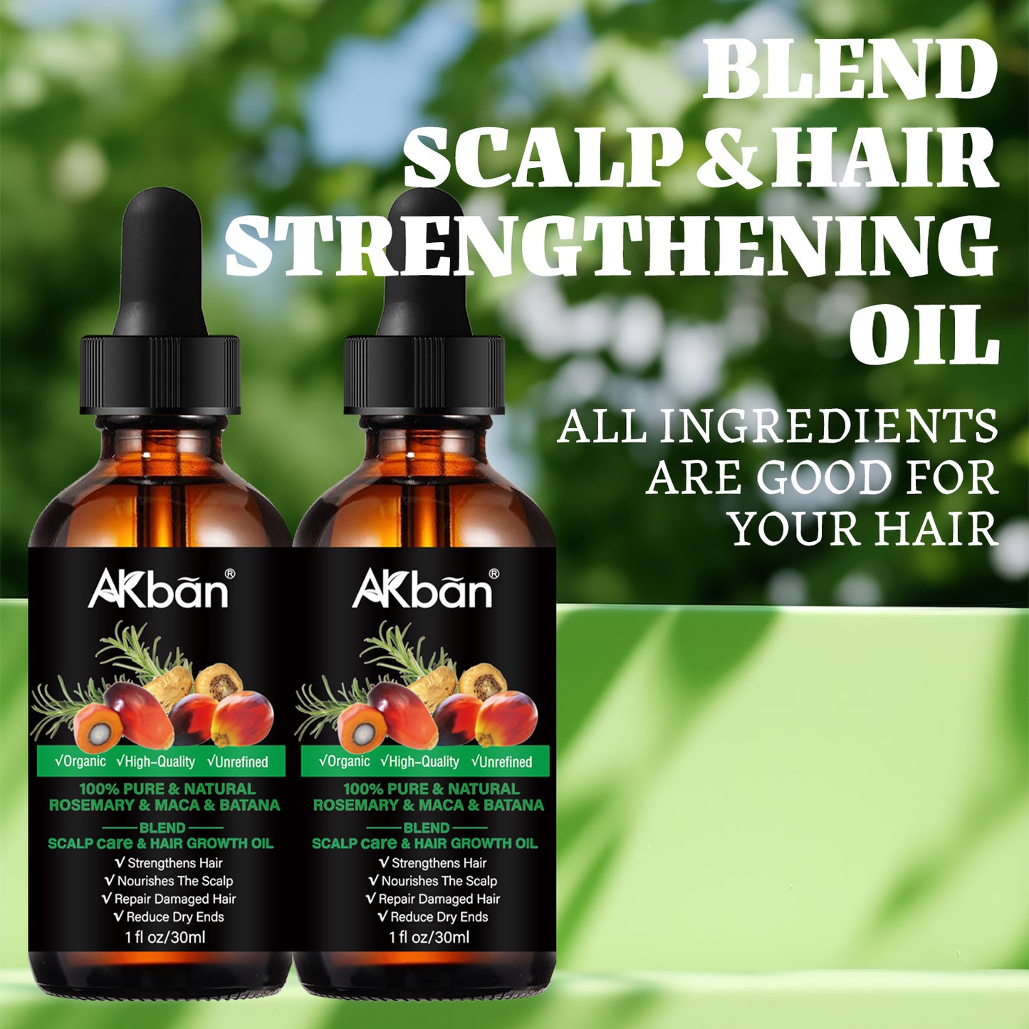100% Pure &Natural Rosemary& Maca & Batana Oil - 1 fl oz + 1 fl oz