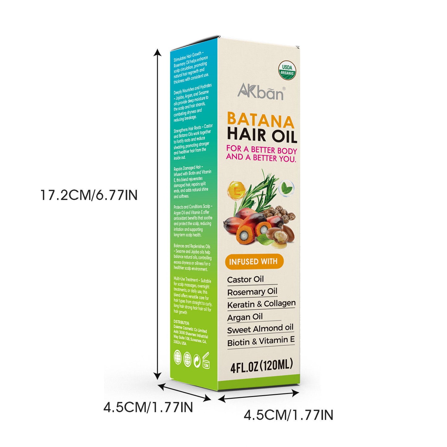 120ml Batana Hair Oil – Organic Growth & Repair Treatment with Castor, Rosemary & Argan Oils