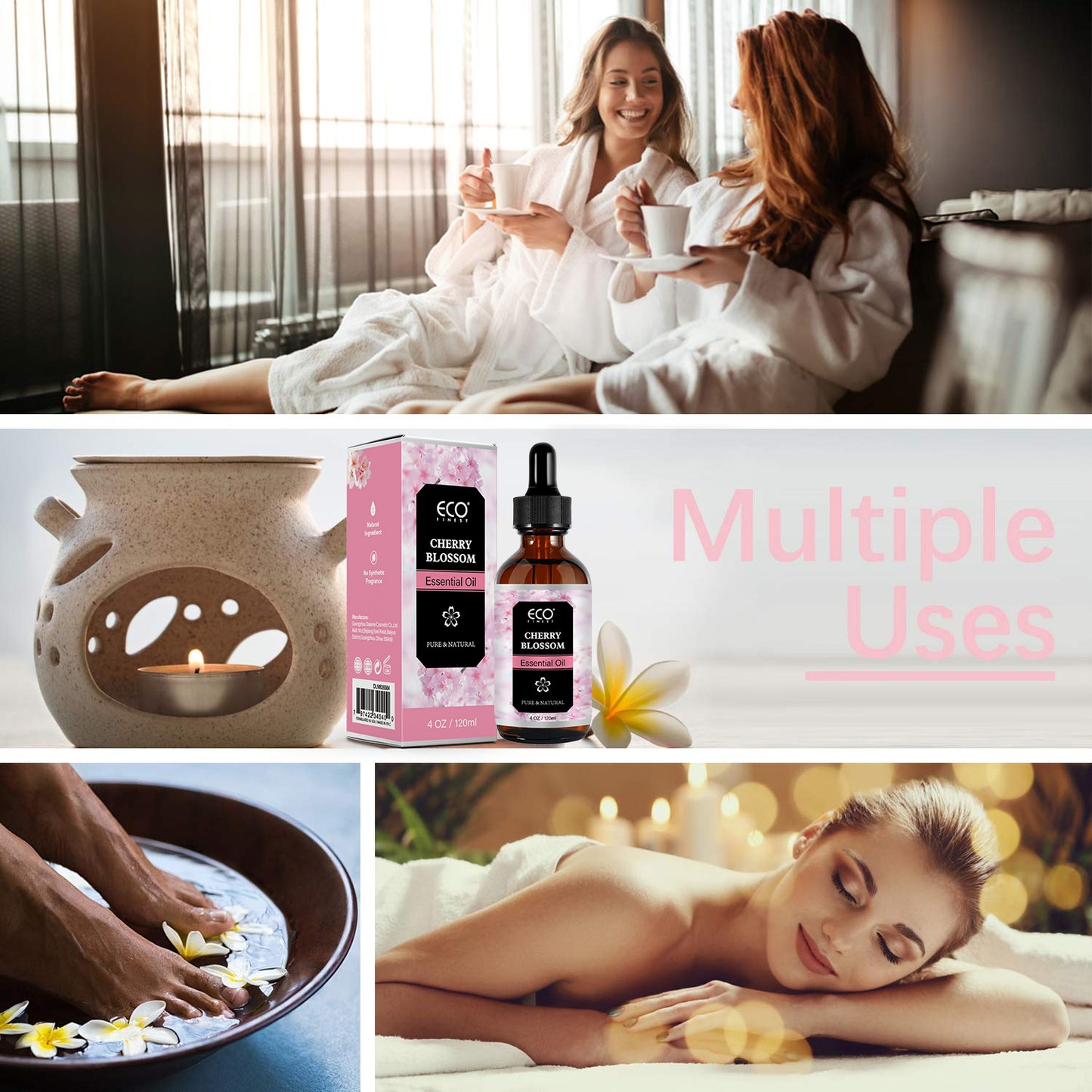 120ml Cherry Blossom Essential Oil – Pure & Natural Floral Scent for Aromatherapy, Diffuser, Skin & Hair Care