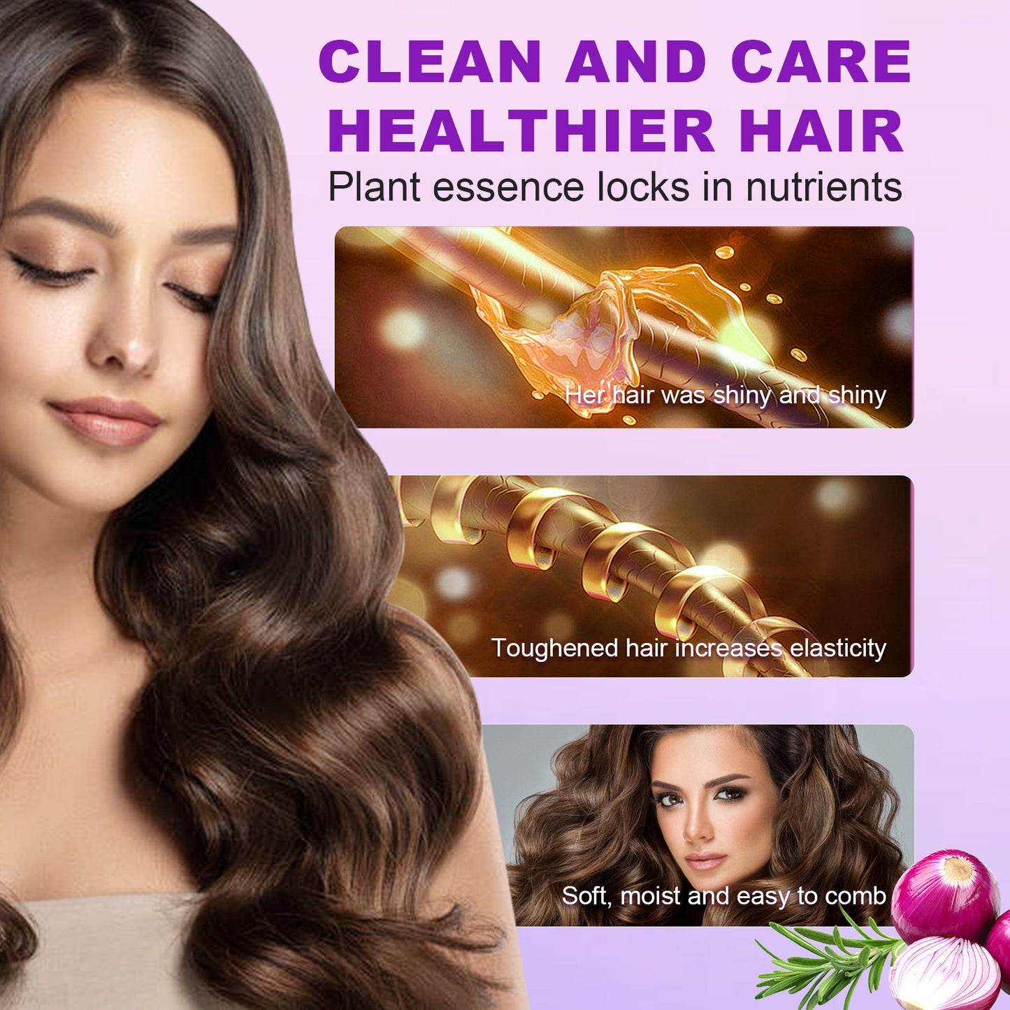 200ml x 2 Onion & Rosemary Shampoo & Conditioner Set – Natural Hair Growth Formula with Biotin, for Stronger, Thicker Hair and Scalp Care