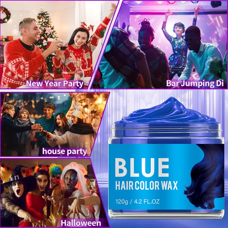 120g Temporary Blue Hair Color Wax – Creamy Styling Paste for Bold, Washable Looks