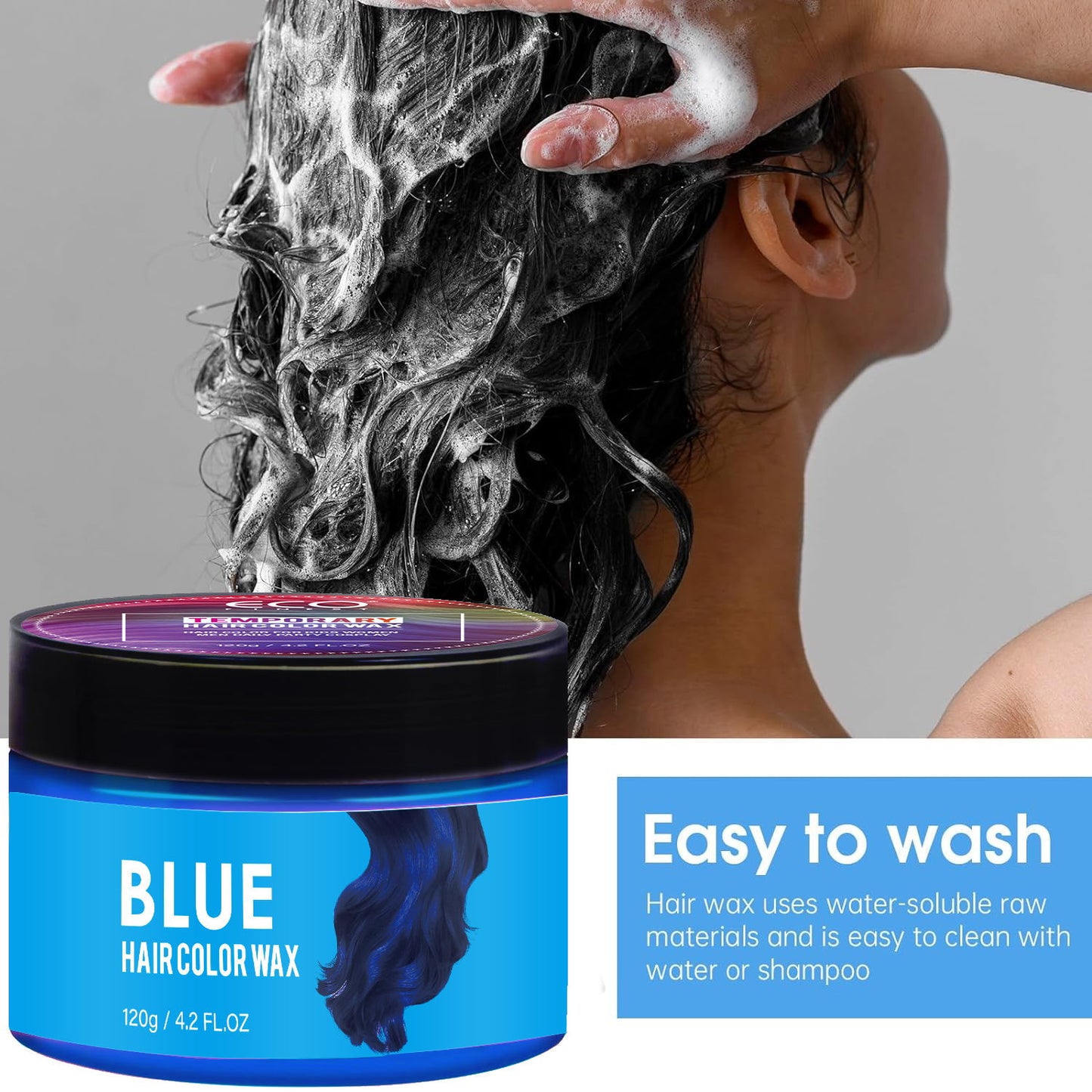 120g Temporary Blue Hair Color Wax – Creamy Styling Paste for Bold, Washable Looks