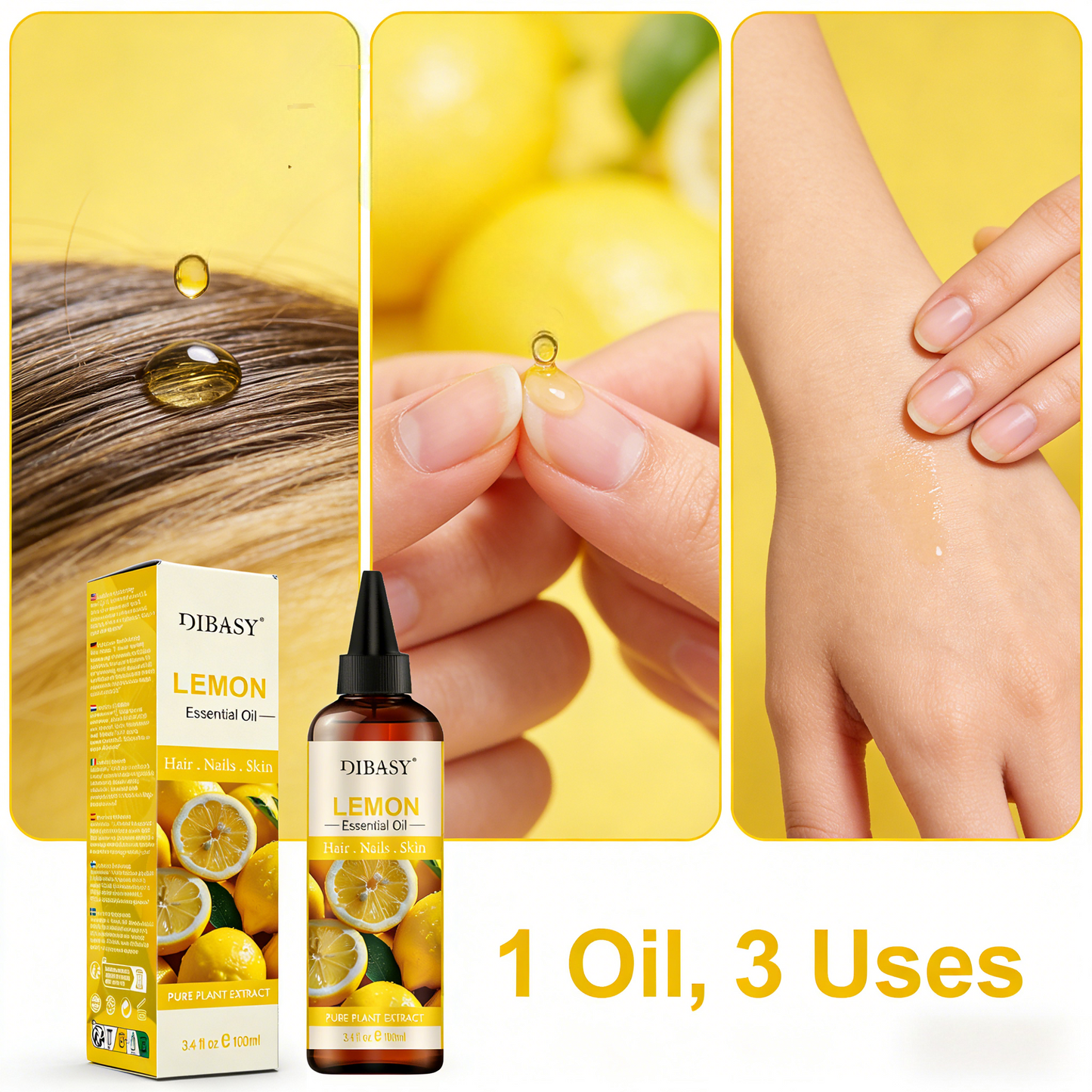 100ml Lemon Essential Oil – Pure, Natural & Refreshing for Hair, Skin, Aromatherapy & Cleaning Use