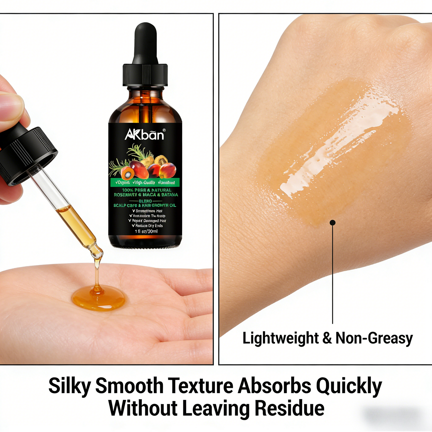 2 x 30ml AKBAN Rosemary & Maca & Batana Oil – Natural Hair Care Blend for Scalp & Hair | Organic, Unrefined, Lightweight Formula