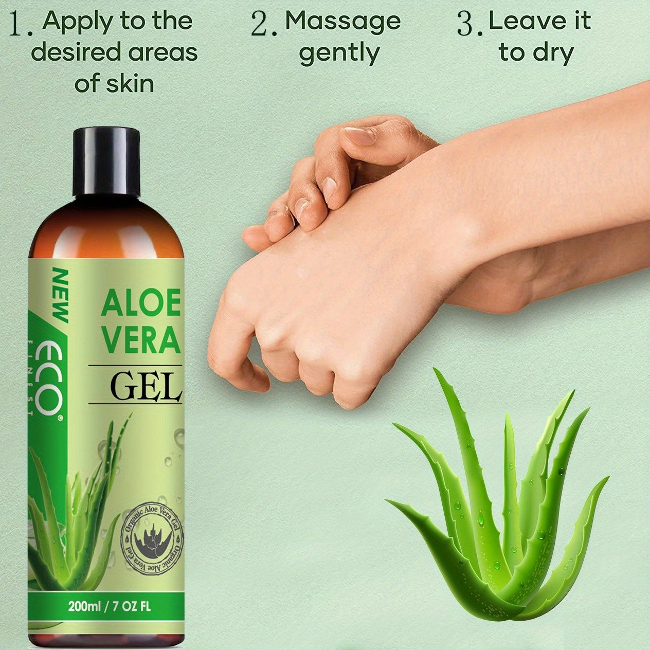 NEW Eco Aloe Vera Gel 200ml – Natural Moisturizing Gel for Face, Body & Hair Ends | Organic Aloe Extract | Lightweight & Fast-Absorbing Formula