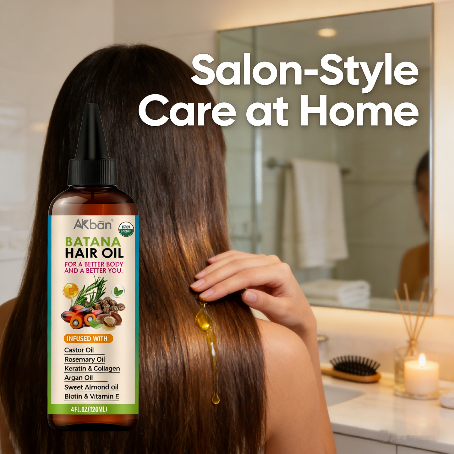 120ml Batana Hair Oil – Organic Growth & Repair Treatment with Castor, Rosemary & Argan Oils