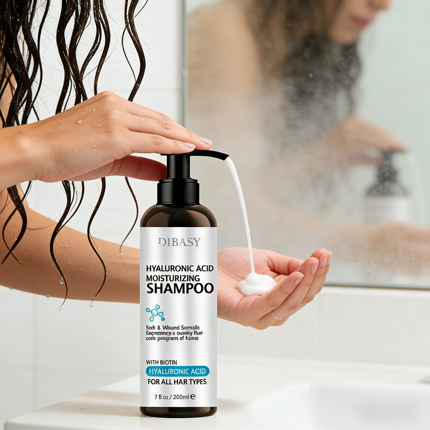 200ml x 2 Hyaluronic Acid Shampoo & Conditioner Set – Deep Moisturizing Formula with Biotin for Soft, Smooth and Healthy Hair