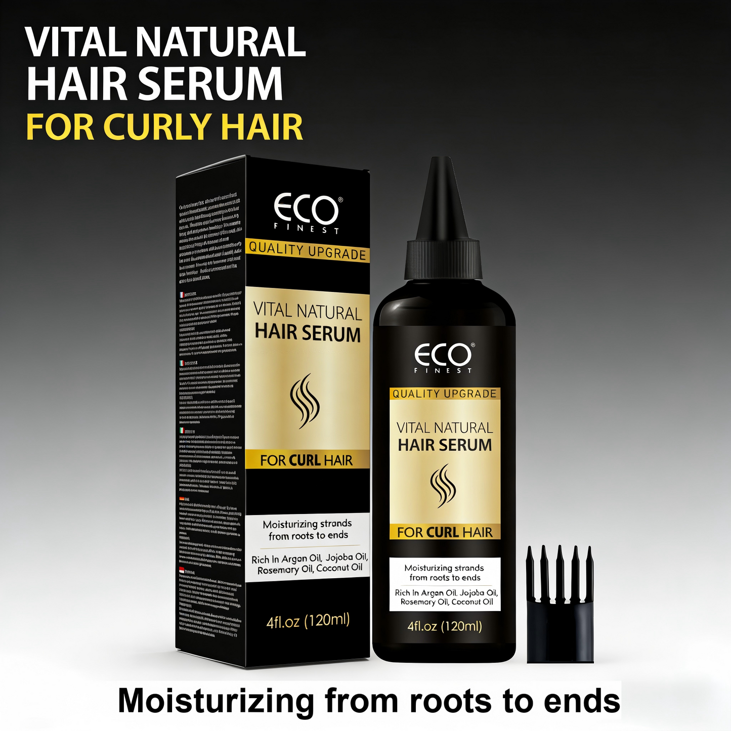 120ml Natural Hair Serum – Moisturizing & Strengthening Formula for Curly, Dry & Damaged Hair with Argan, Jojoba & Coconut Oils
