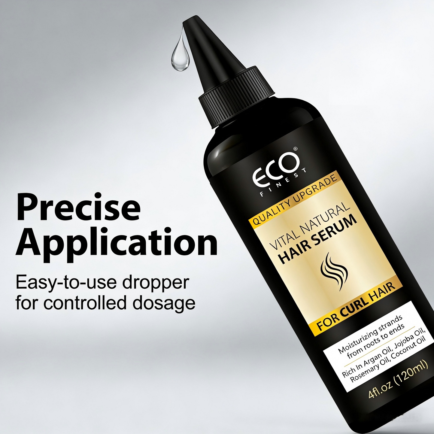 120ml Natural Hair Serum – Moisturizing & Strengthening Formula for Curly, Dry & Damaged Hair with Argan, Jojoba & Coconut Oils