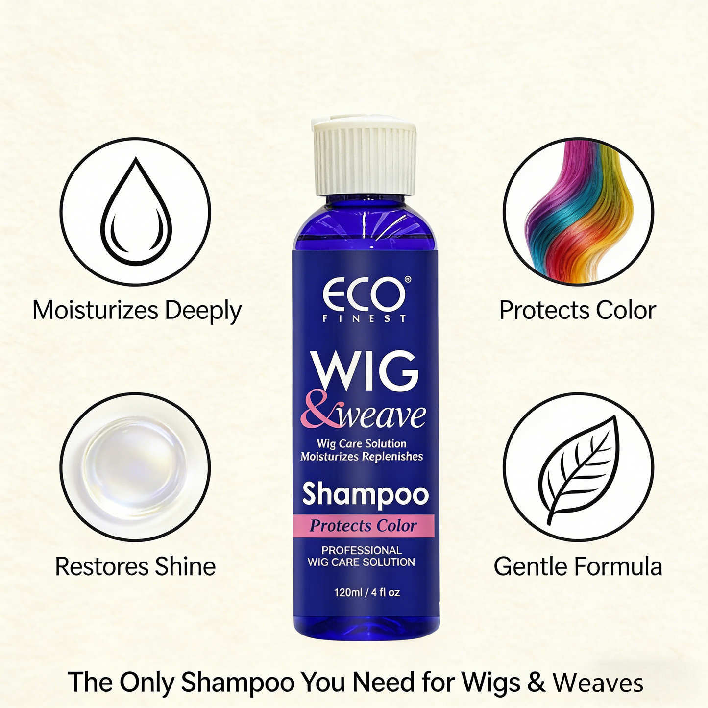 120ml*2 ECO FINEST Professional Wig Care Duo | Repair & Shine Spray + Color-Lock Shampoo