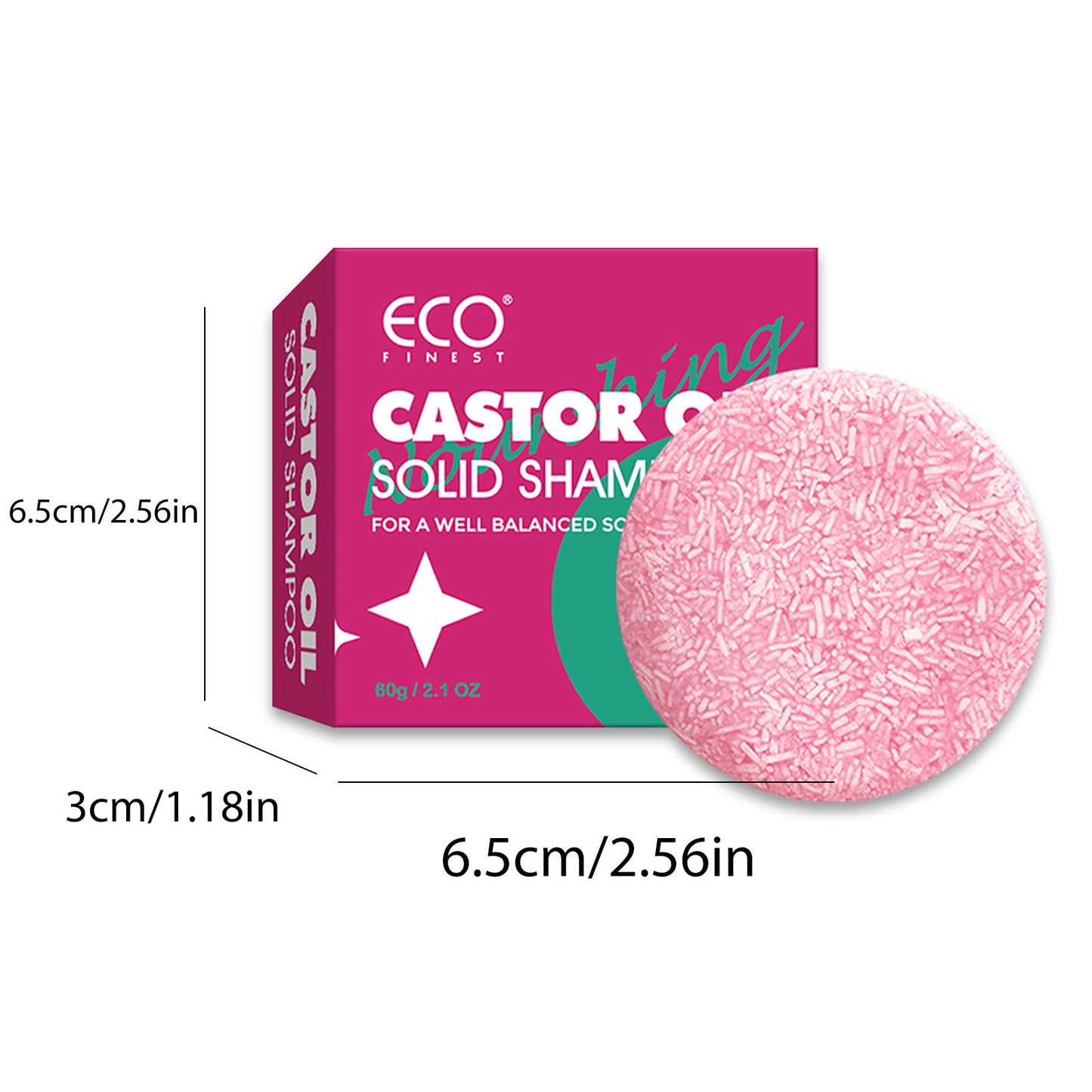 60g Castor Oil Solid Shampoo Bar – Natural Hair Growth & Anti-Hair Fall, Zero Waste Vegan Shampoo for All Hair Types