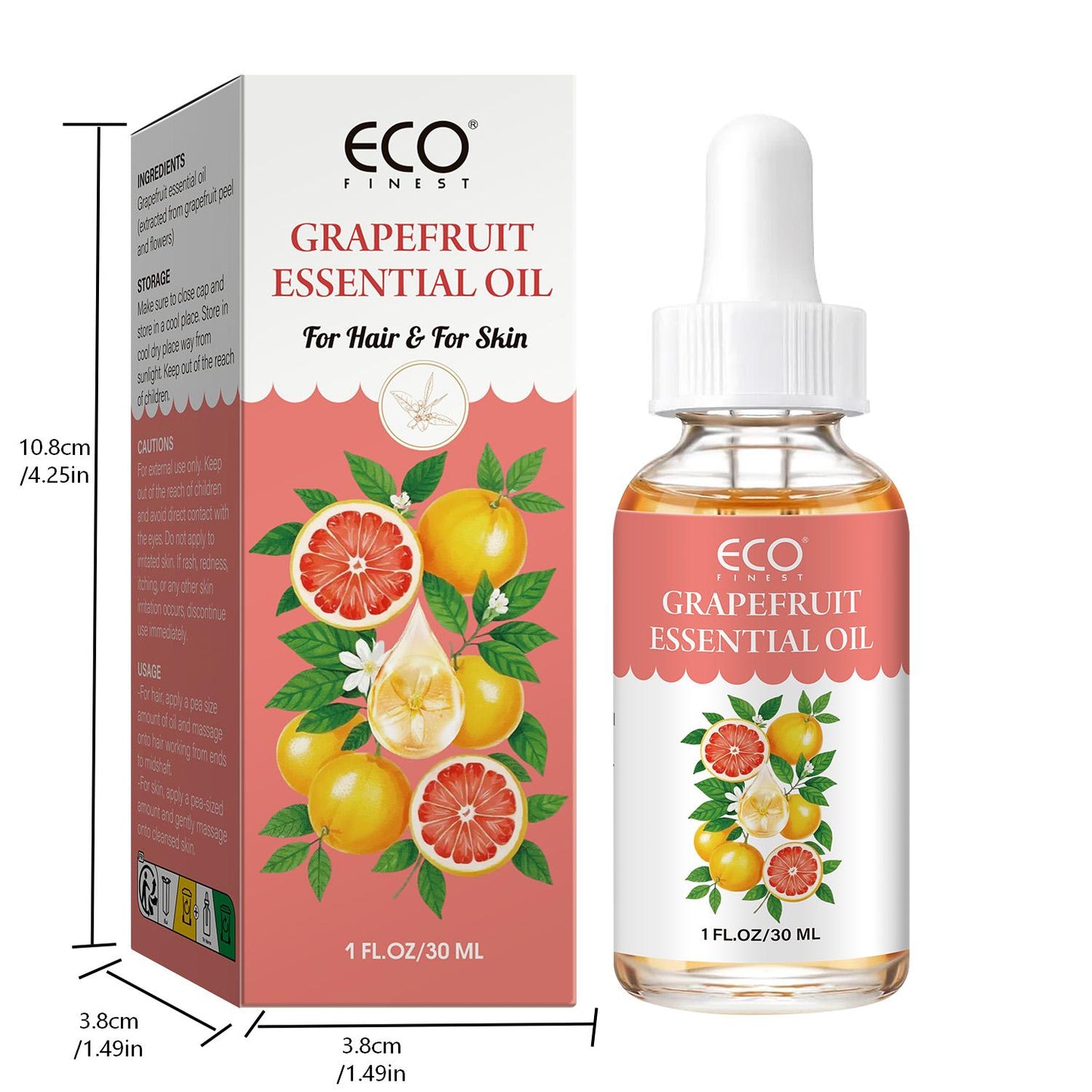 30ml Grapefruit Essential Oil – Pure, Natural & Uplifting for Hair, Skin, Aromatherapy & Diffuser Use