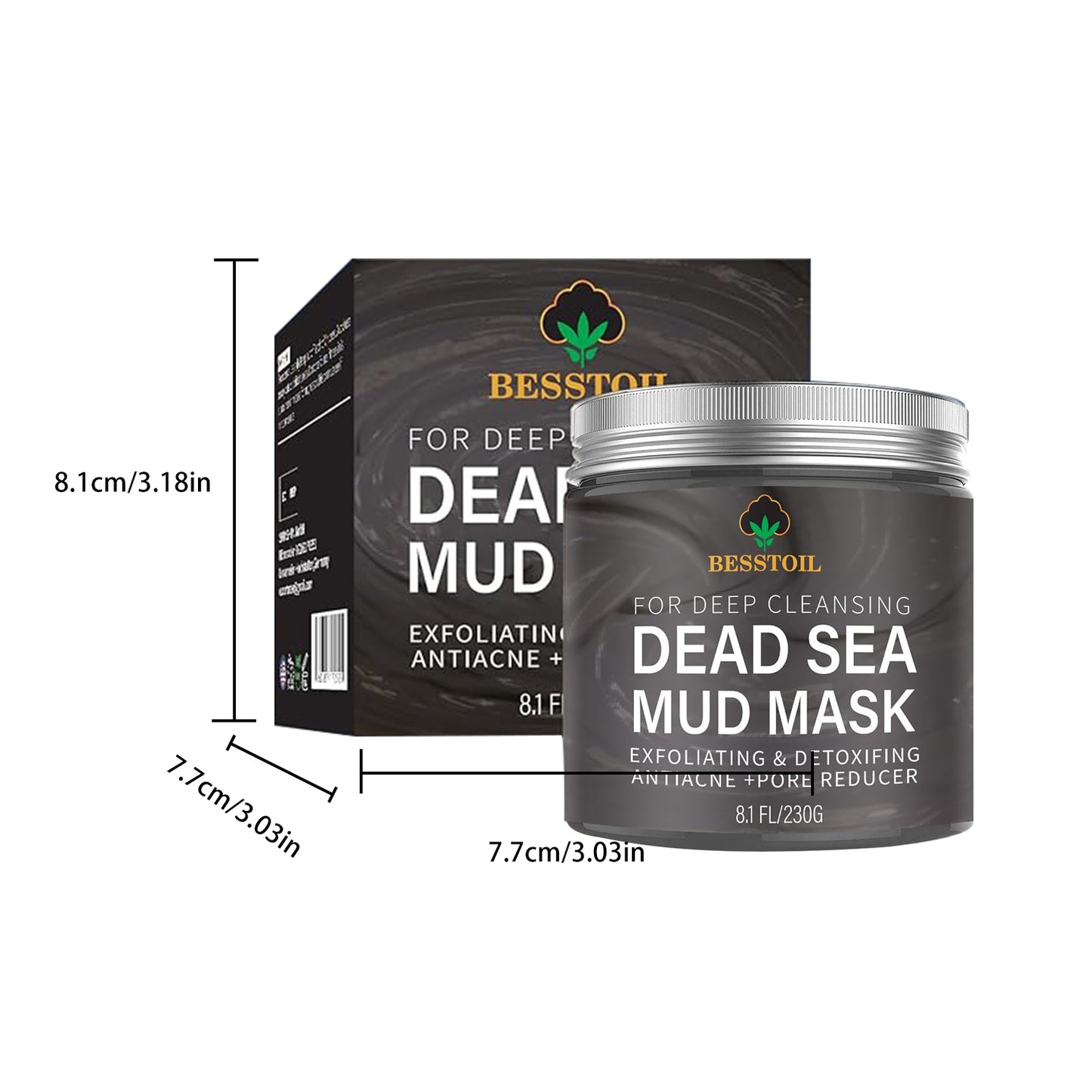 230g Dead Sea Mud Mask – Deep Cleansing & Exfoliating Face Mask for Oily, Acne-Prone Skin with Natural Minerals