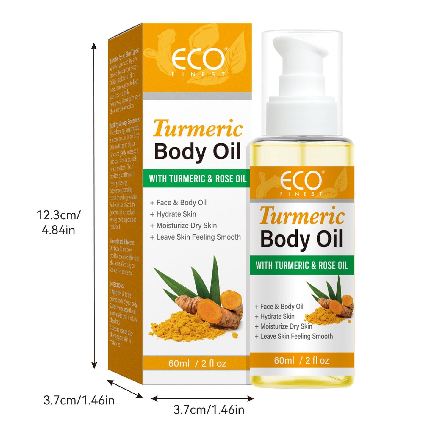ECO Finest Turmeric Body Oil – 100ml | Glow from Within with Natural Turmeric & Rose