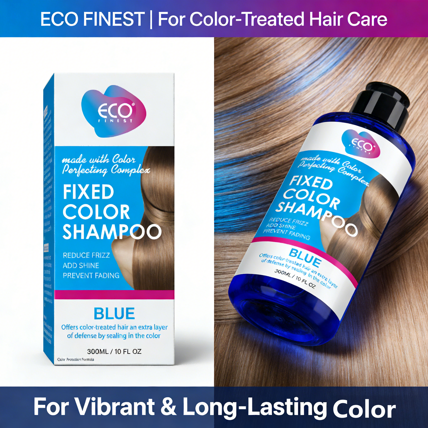 300ml ECO FINEST Blue Toning Color-Fix Shampoo · Lock in Color, Reveal Silk-Like Shine