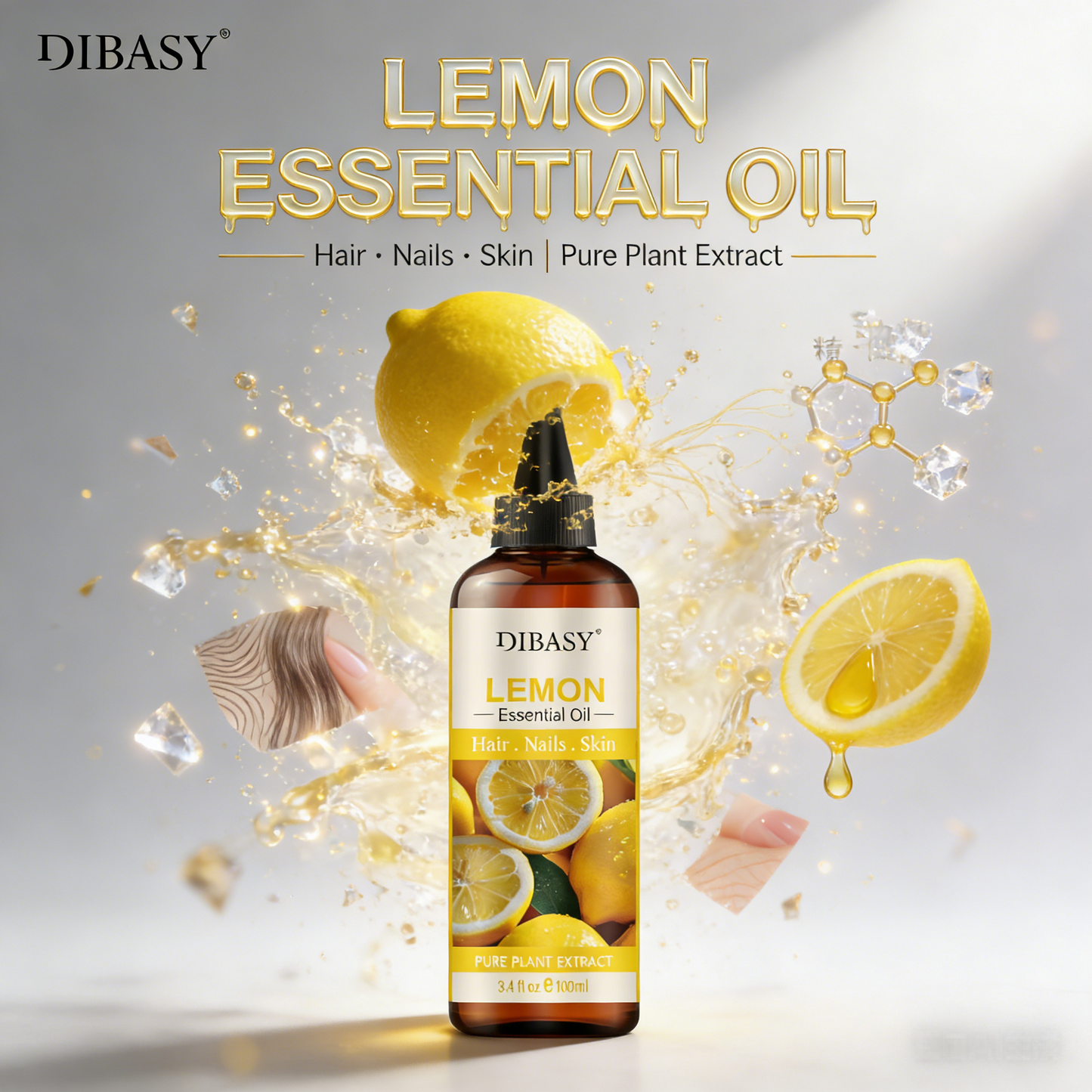 100ml Lemon Essential Oil – Pure, Natural & Refreshing for Hair, Skin, Aromatherapy & Cleaning Use