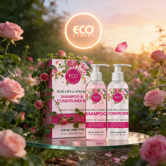200ml x 2 Rose Hips & Vitamin E Shampoo & Conditioner Set – Plant-Based Hair Care for Soft, Moisturized Hair