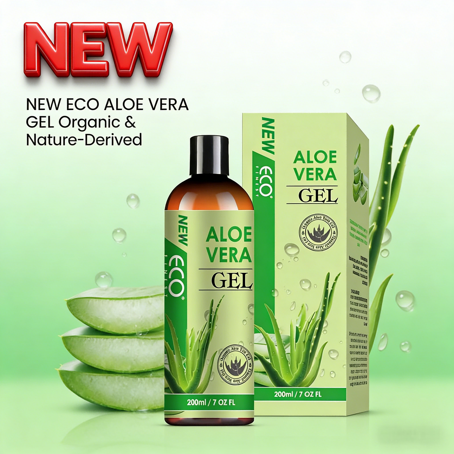 NEW Eco Aloe Vera Gel 200ml – Natural Moisturizing Gel for Face, Body & Hair Ends | Organic Aloe Extract | Lightweight & Fast-Absorbing Formula