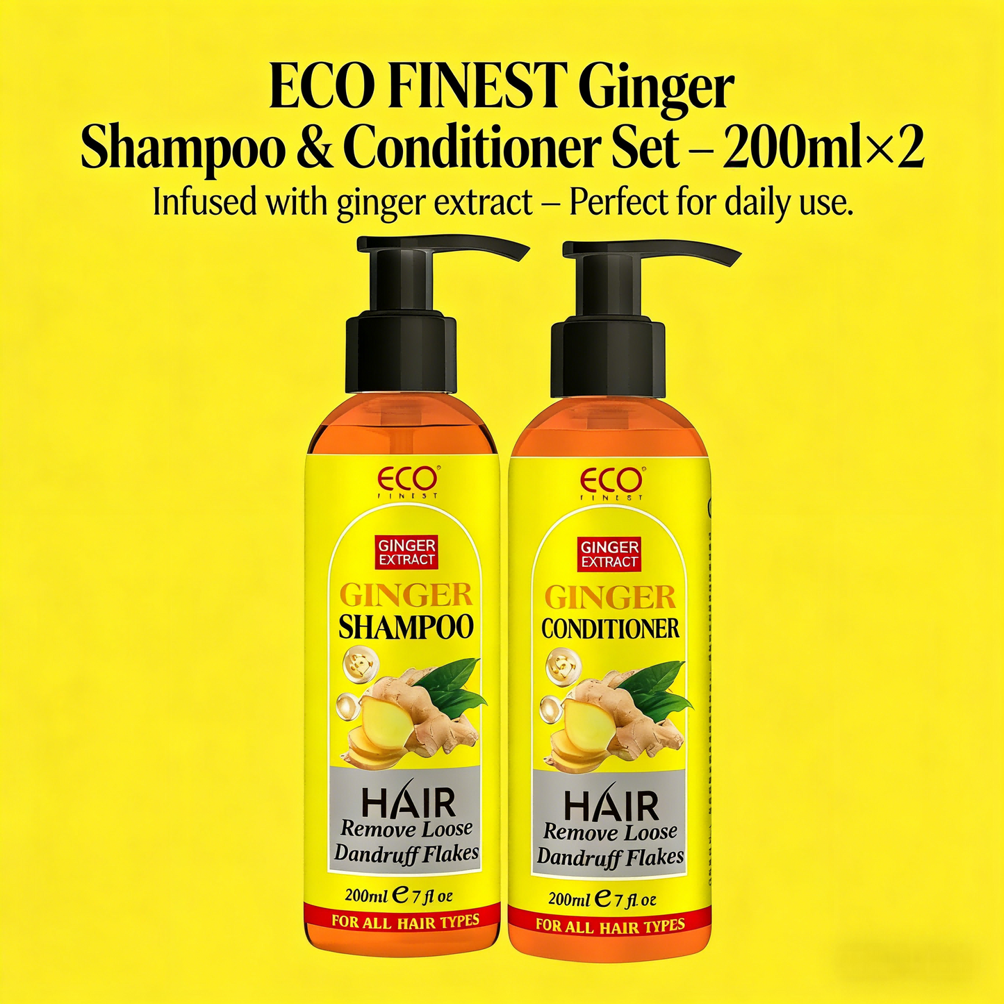 200ml x 2 | Ginger Shampoo & Conditioner Set – Cleanse, Nourish & Refresh from Root to Tip