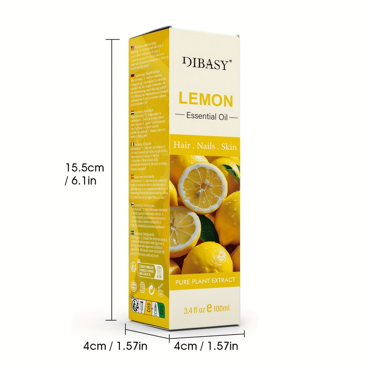 100ml Lemon Essential Oil – Pure, Natural & Refreshing for Hair, Skin, Aromatherapy & Cleaning Use
