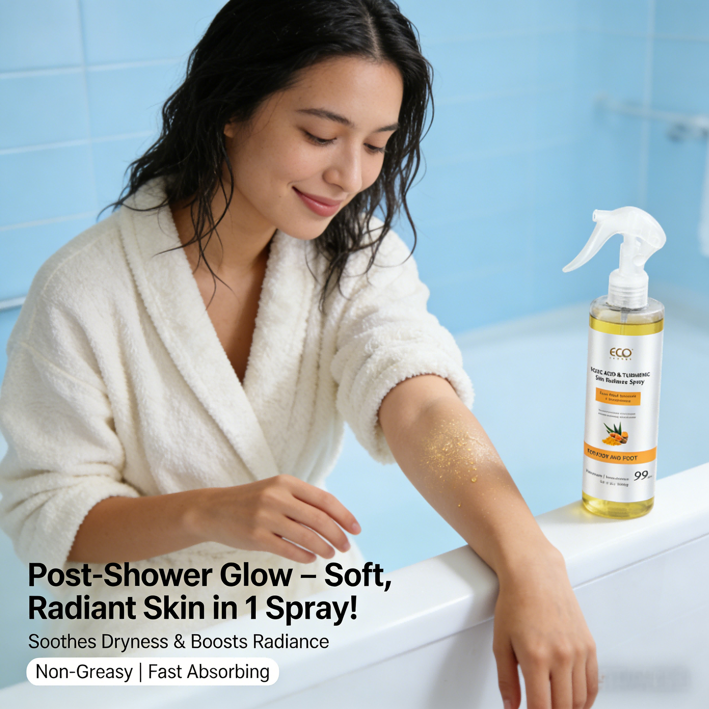 100ml Kojic Acid & Turmeric Skin Radiance Spray – Brighten, Hydrate & Glow for Body & Feet