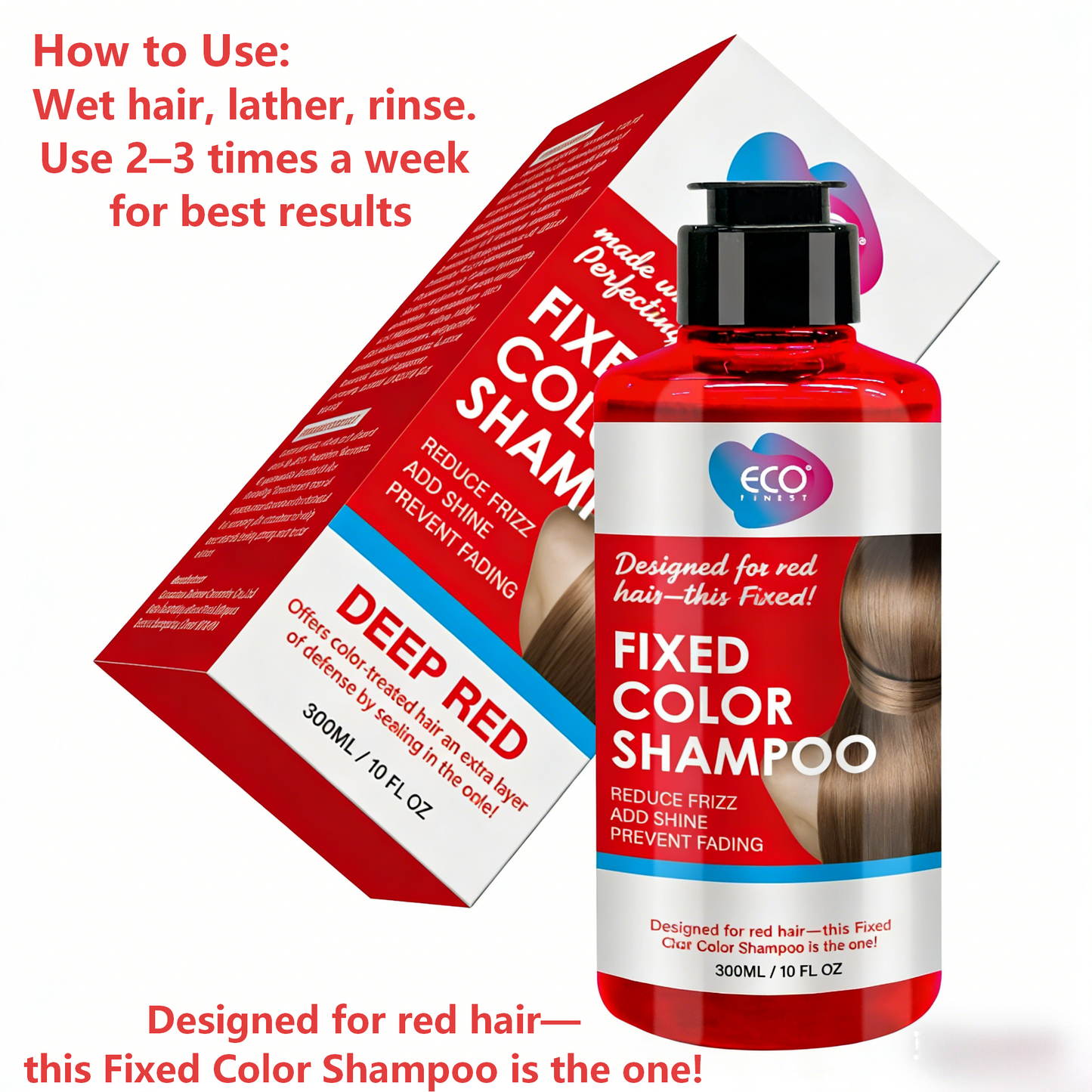 300ml Red Color-Fixing Shampoo｜Lasting Radiance · Color Stays True