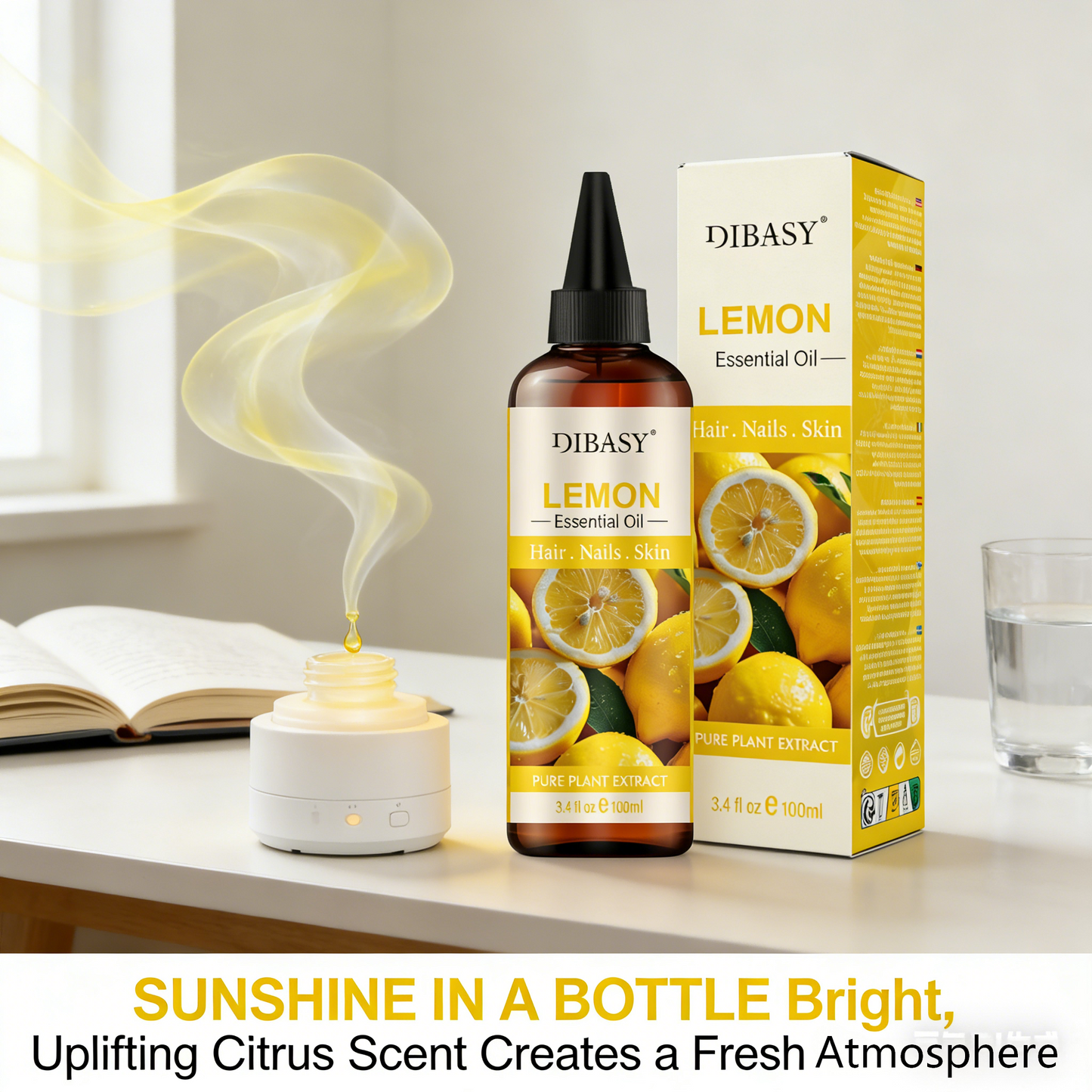 100ml Lemon Essential Oil – Pure, Natural & Refreshing for Hair, Skin, Aromatherapy & Cleaning Use