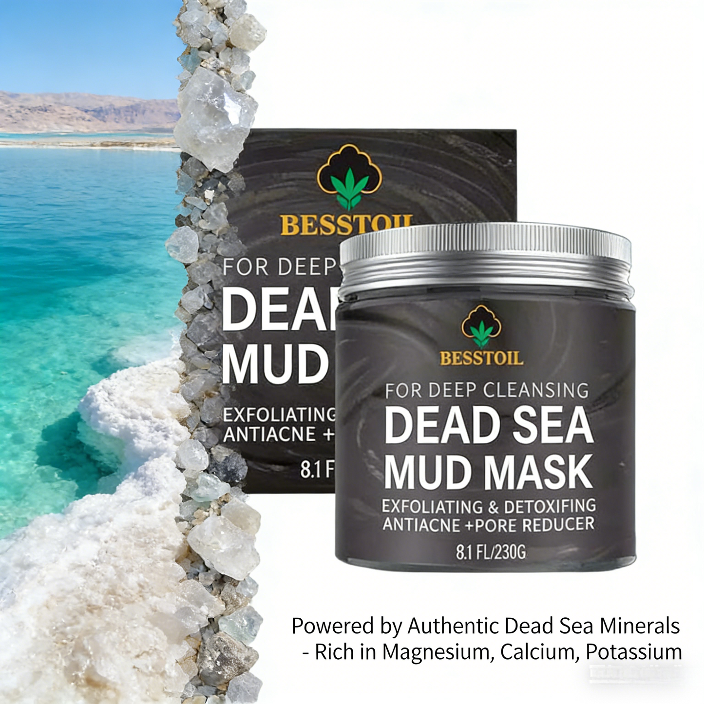 230g Dead Sea Mud Mask – Deep Cleansing & Exfoliating Face Mask for Oily, Acne-Prone Skin with Natural Minerals