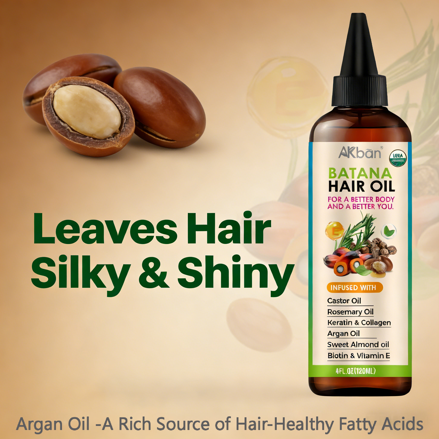 120ml Batana Hair Oil – Organic Growth & Repair Treatment with Castor, Rosemary & Argan Oils