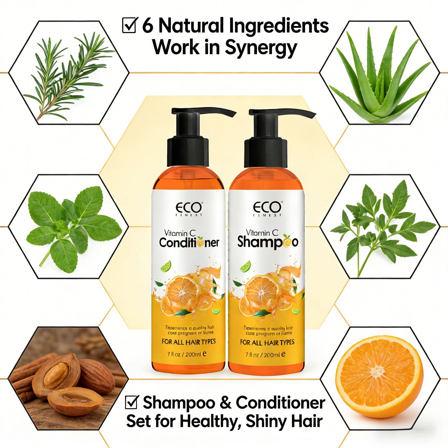 200*2 ml Vitamin C Brightening Shampoo & Conditioner Set – Salon-Quality Care at Home