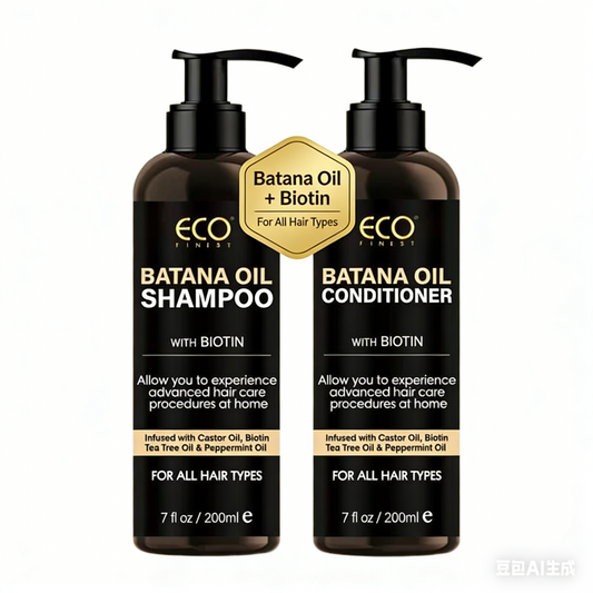 200ml x 2 Batana Oil Shampoo & Conditioner Set – Advanced Hair Growth Formula with Biotin, Castor Oil & Tea Tree for Stronger, Thicker Hair