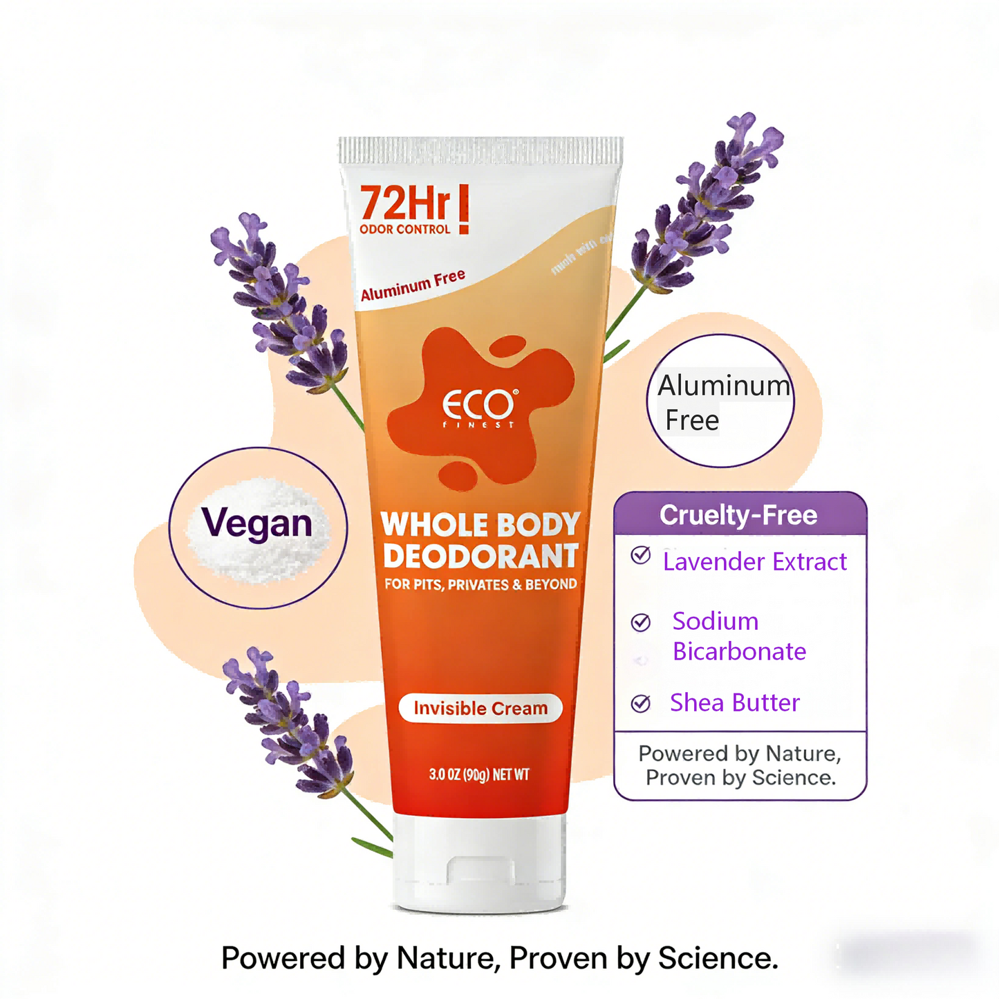 90g Lavender Cream Deodorant | 72-Hour Full-Body Freshness