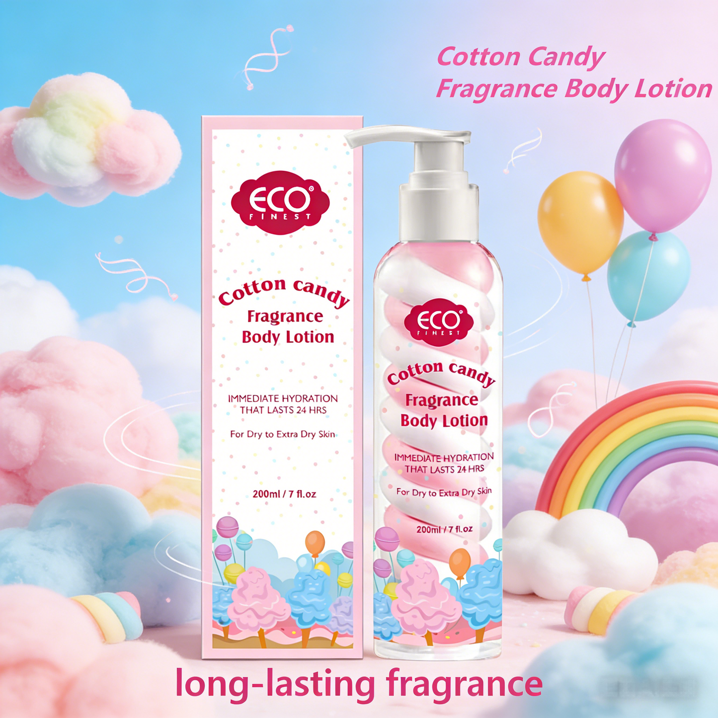 200ml ECO FINEST Cotton Candy Fragrance Body Lotion