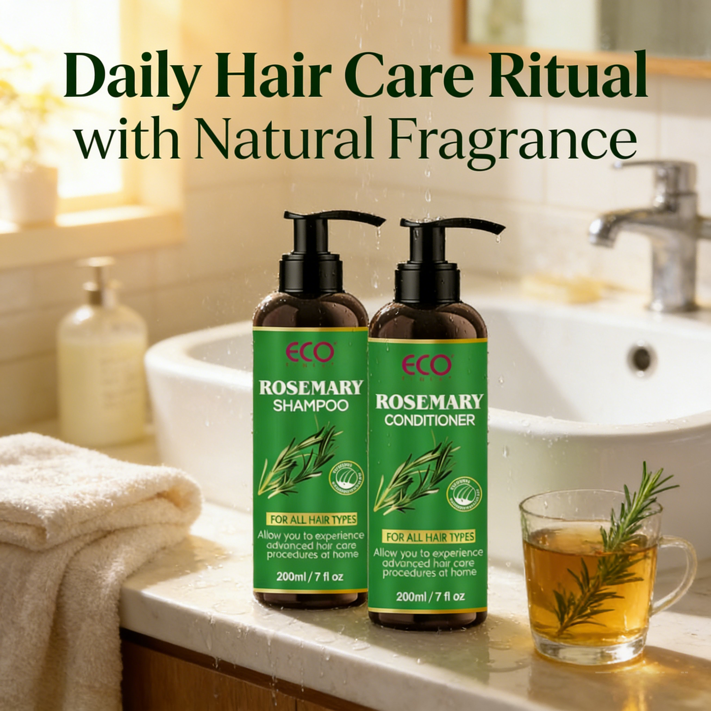 200ml x 2 Rosemary Shampoo & Conditioner Set – Advanced Hair Care Duo with Natural Plant Extracts for All Hair Types
