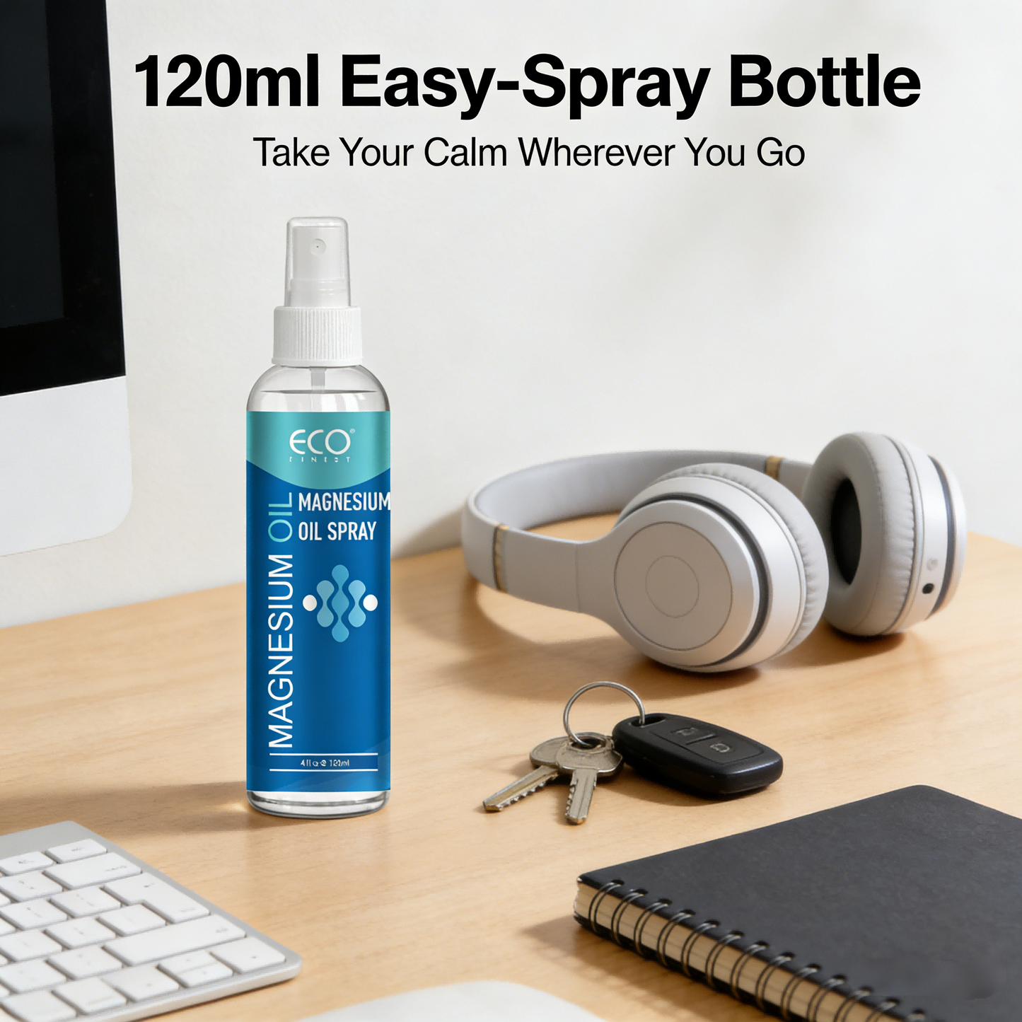 120ml ECO Finest Magnesium Oil Spray – Natural Magnesium Oil Spray for Muscle Relief, Relaxation, Stress Relief, and Fast Absorption
