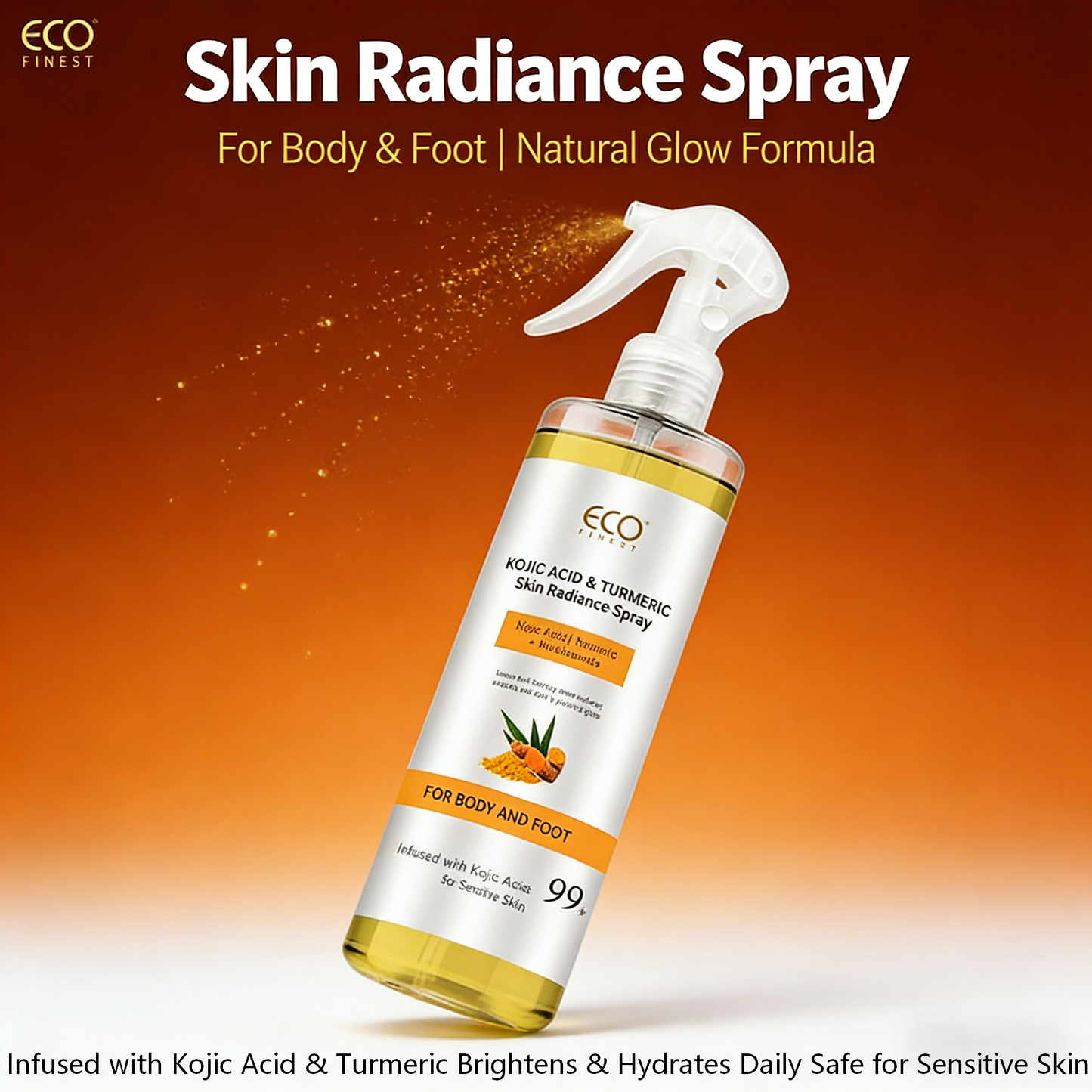 100ml Kojic Acid & Turmeric Skin Radiance Spray – Brighten, Hydrate & Glow for Body & Feet