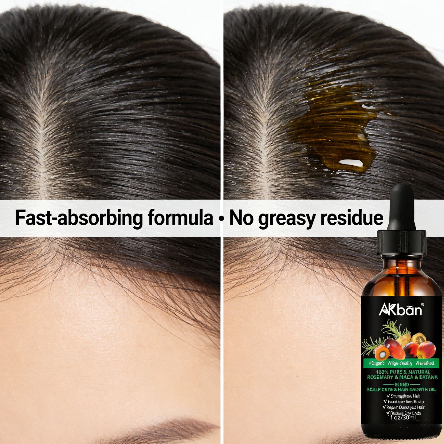 2 x 30ml AKBAN Rosemary & Maca & Batana Oil – Natural Hair Care Blend for Scalp & Hair | Organic, Unrefined, Lightweight Formula