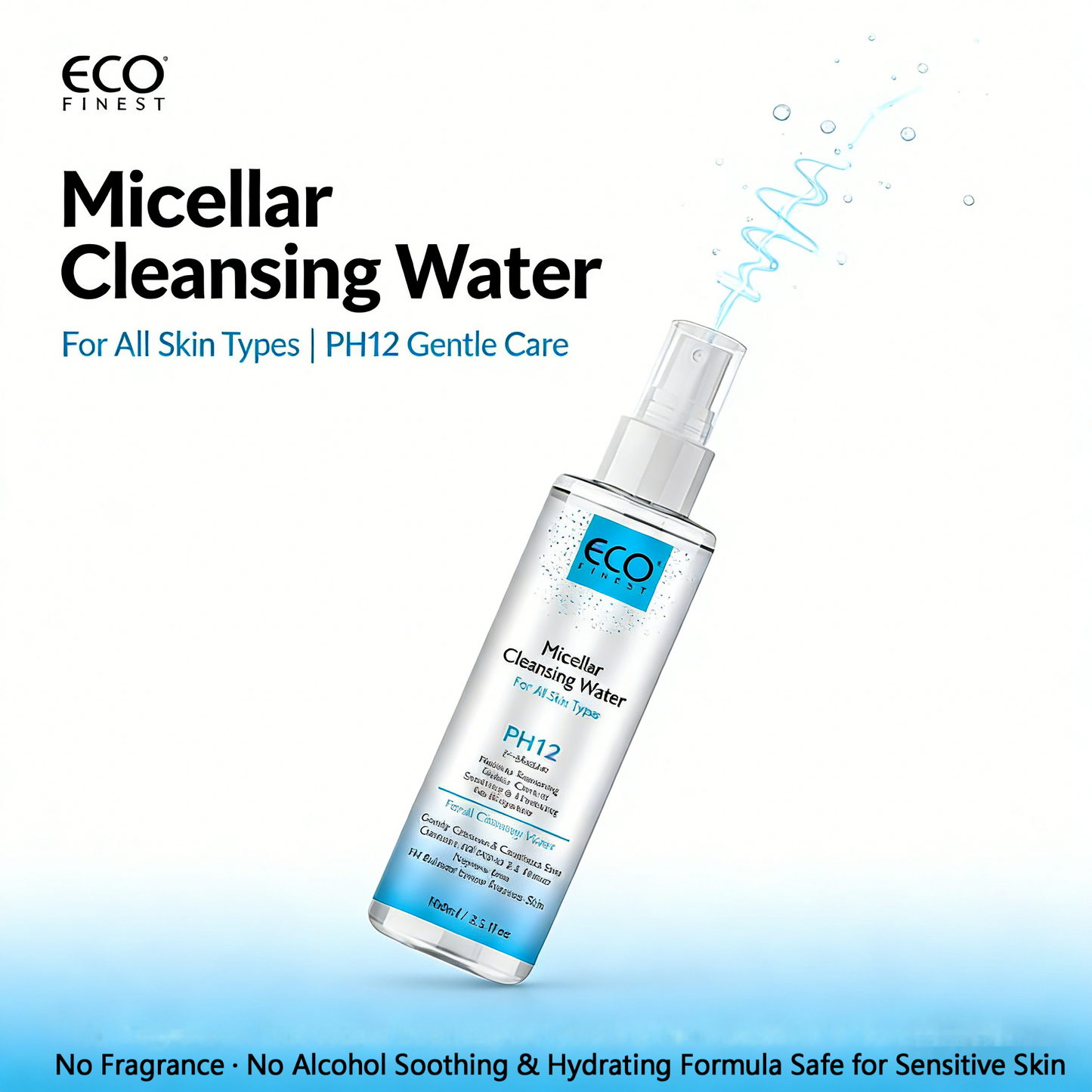100ml PH12 Micellar Cleansing Water – Gentle, Fragrance-Free Makeup Remover for All Skin Types
