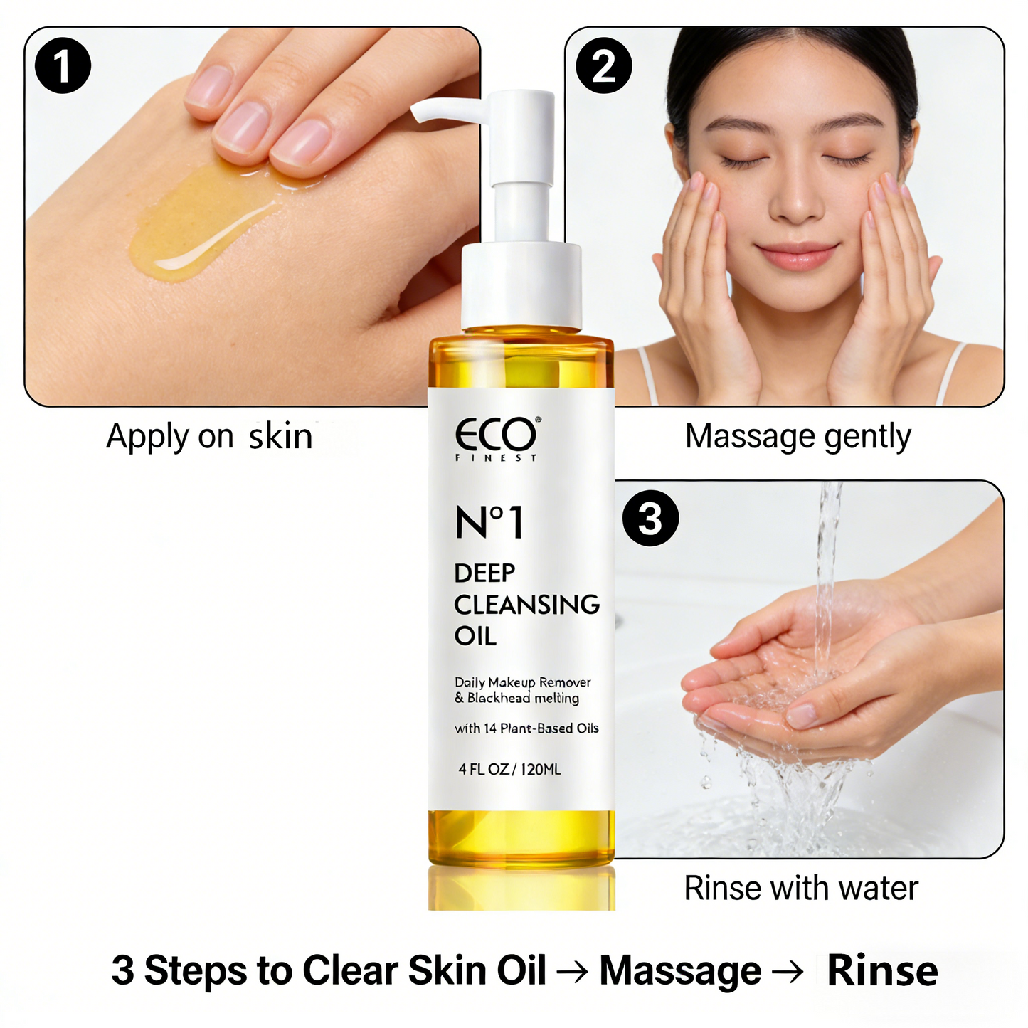120ml Deep Cleansing Oil  14 plant oils dissolve makeup & blackheads gently