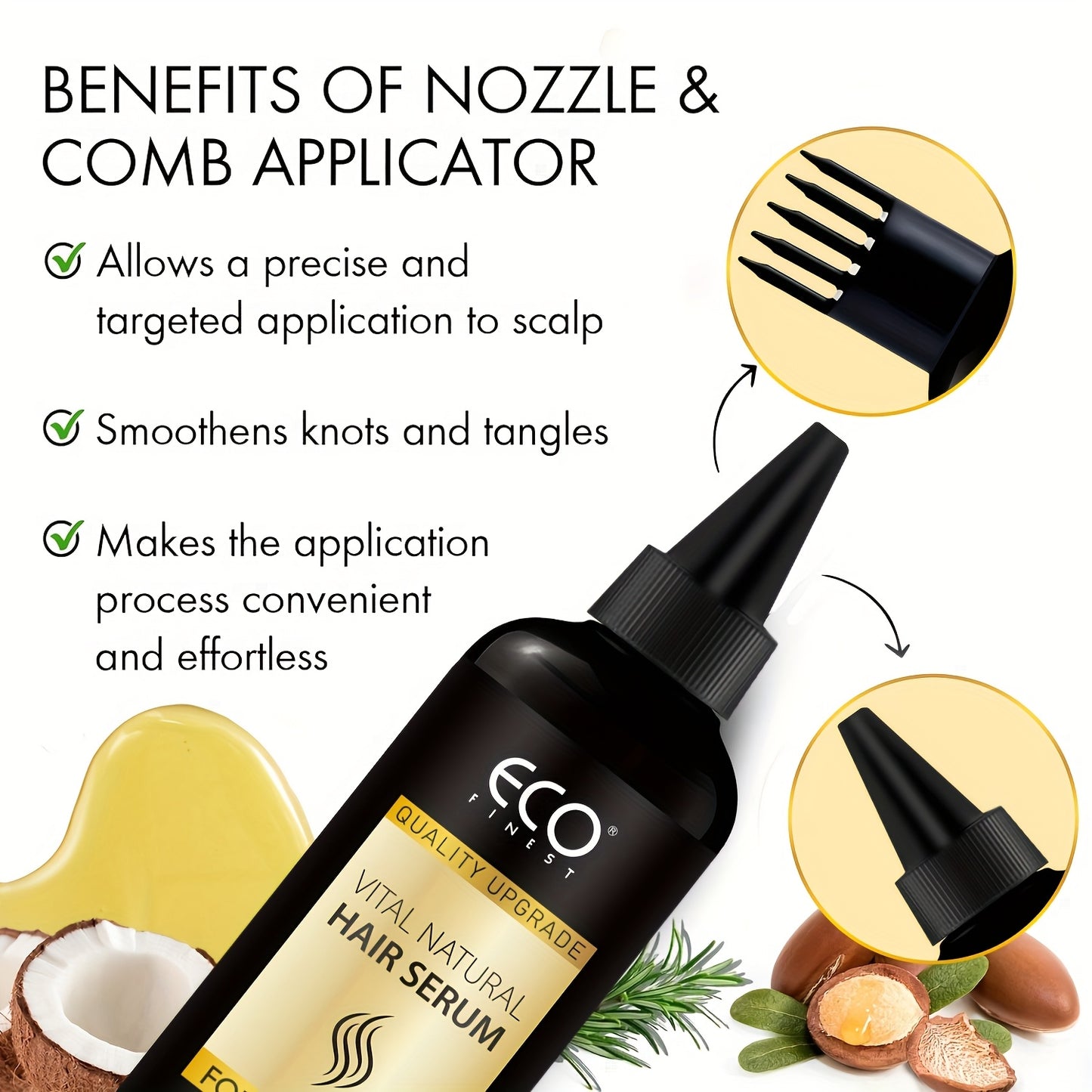 120ml Natural Hair Serum – Moisturizing & Strengthening Formula for Curly, Dry & Damaged Hair with Argan, Jojoba & Coconut Oils