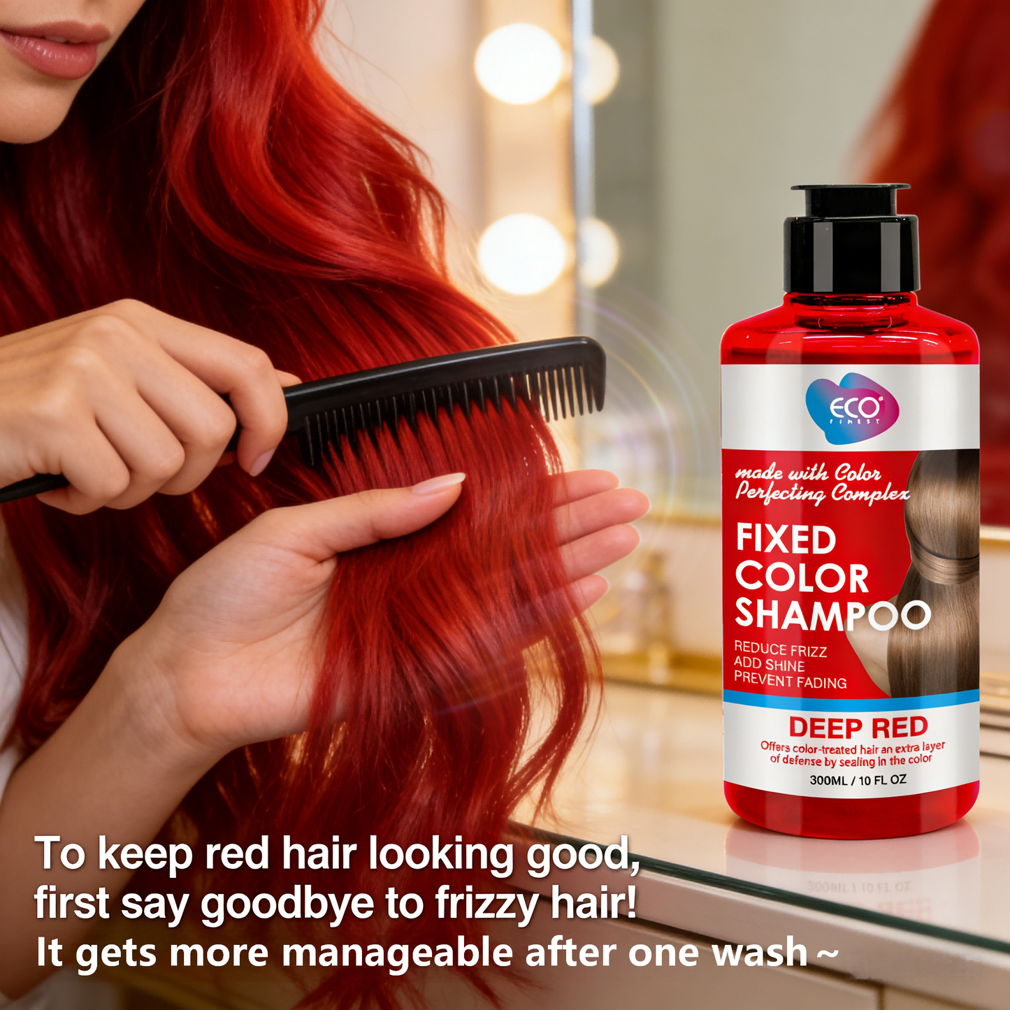 300ml Red Color-Fixing Shampoo｜Lasting Radiance · Color Stays True